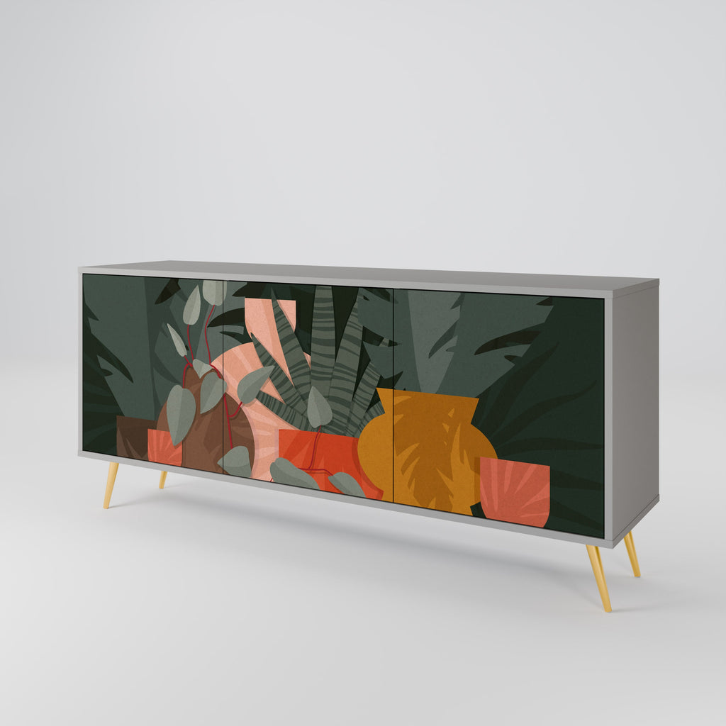 TROPICAL COMPOSITION 3-Door Sideboard in Grey Finish