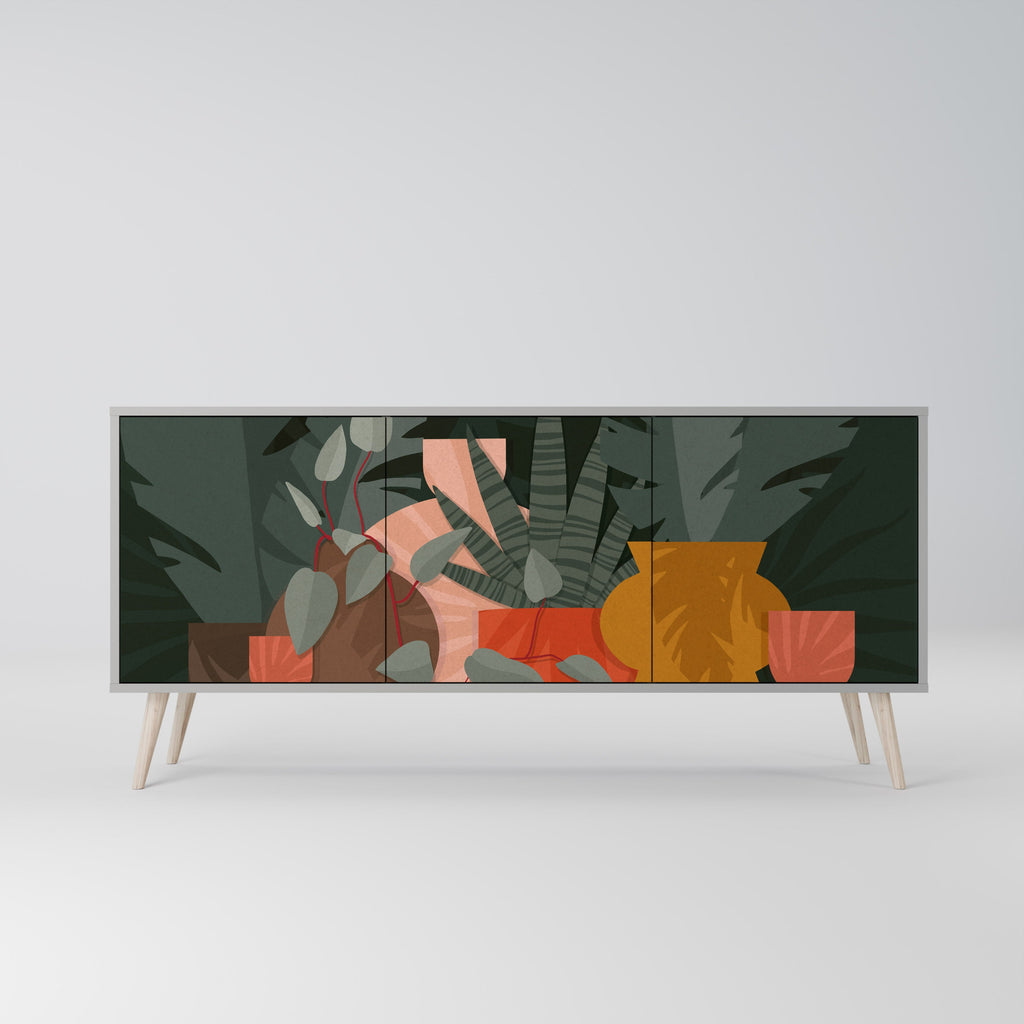 TROPICAL COMPOSITION 3-Door Sideboard in Grey Finish