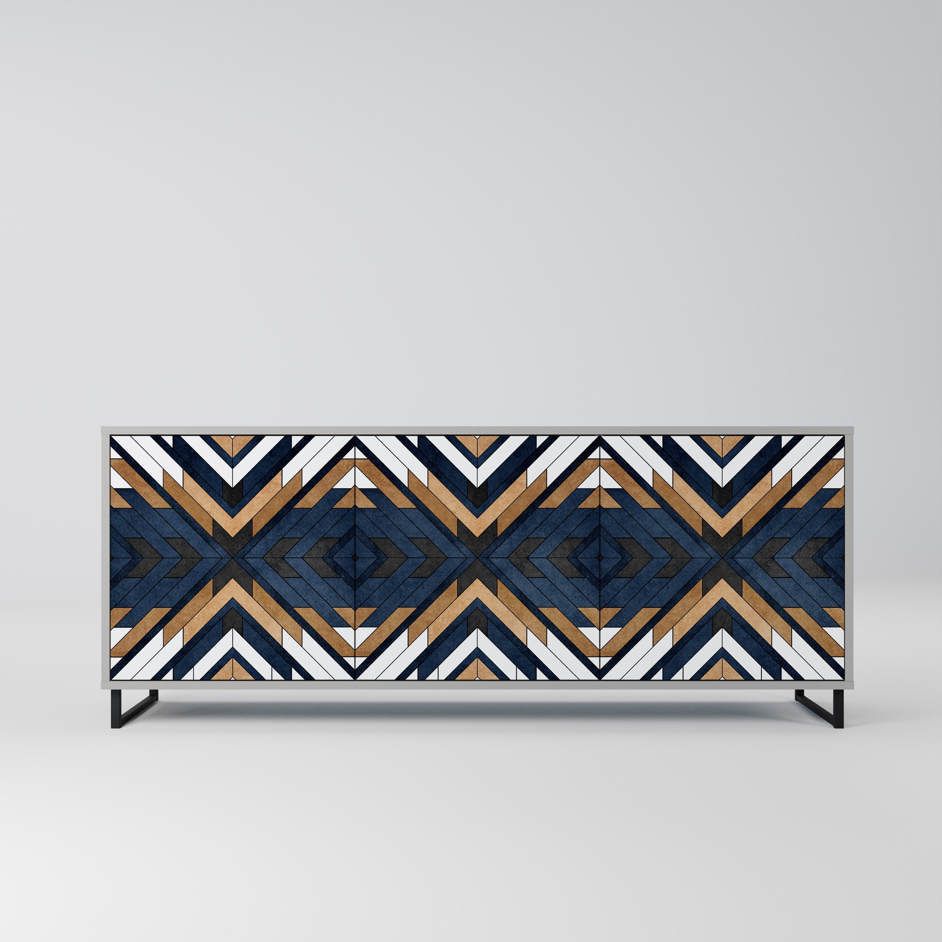 ARTFUL GEOMETRY 3-Door Sideboard in Grey Finish