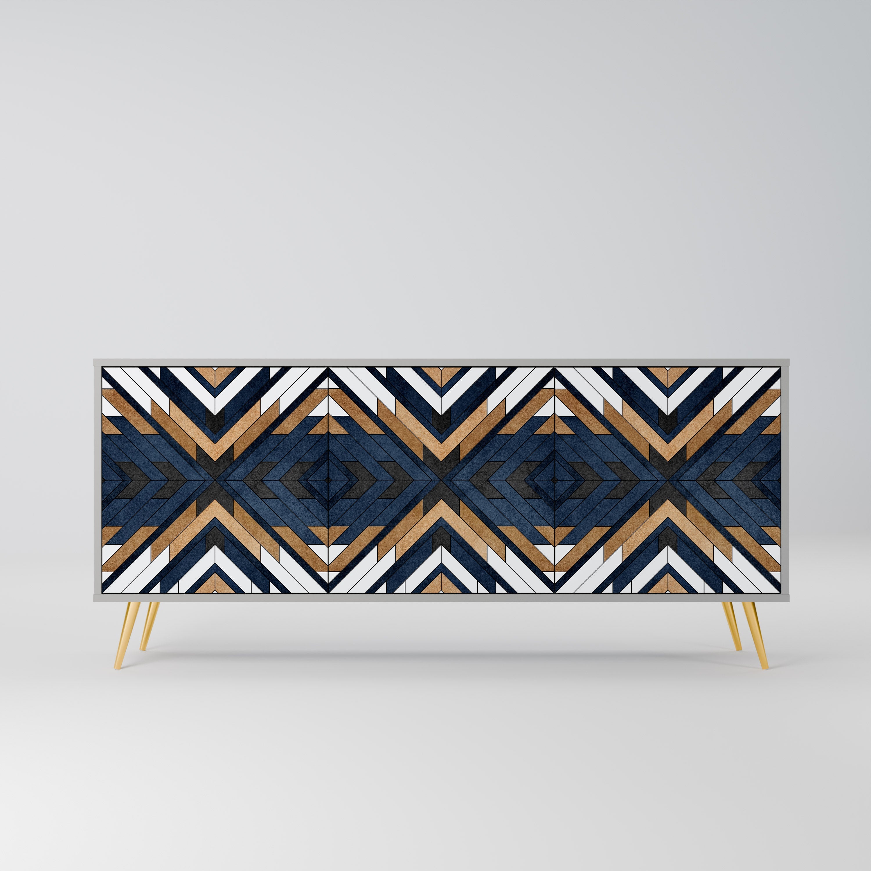 ARTFUL GEOMETRY 3-Door Sideboard in Grey Finish