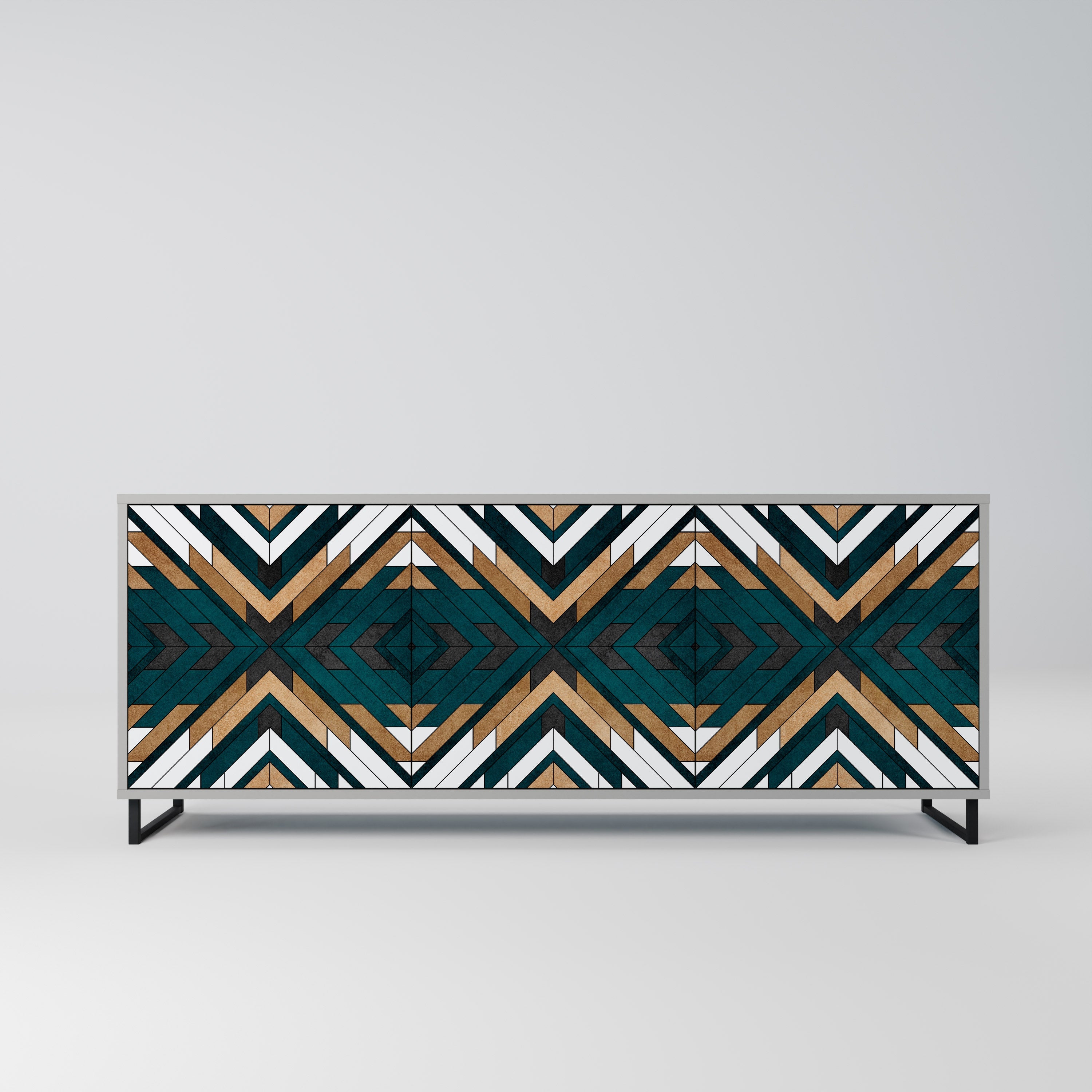 ARTISTIC GEOMETRY 3-Door Sideboard in Grey Finish