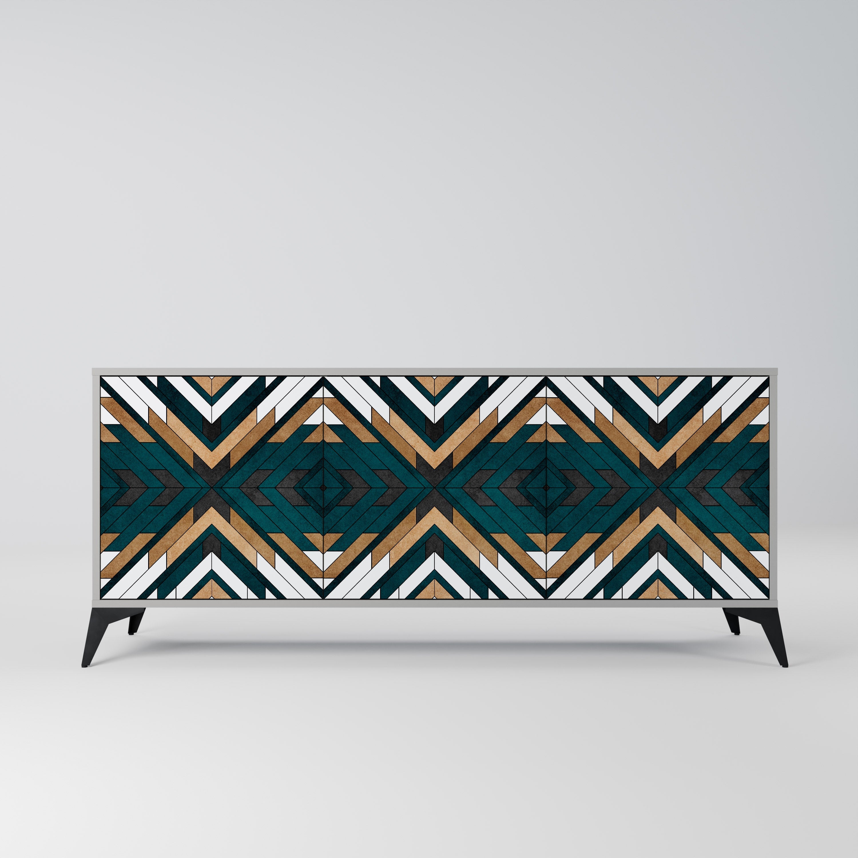 ARTISTIC GEOMETRY 3-Door Sideboard in Grey Finish