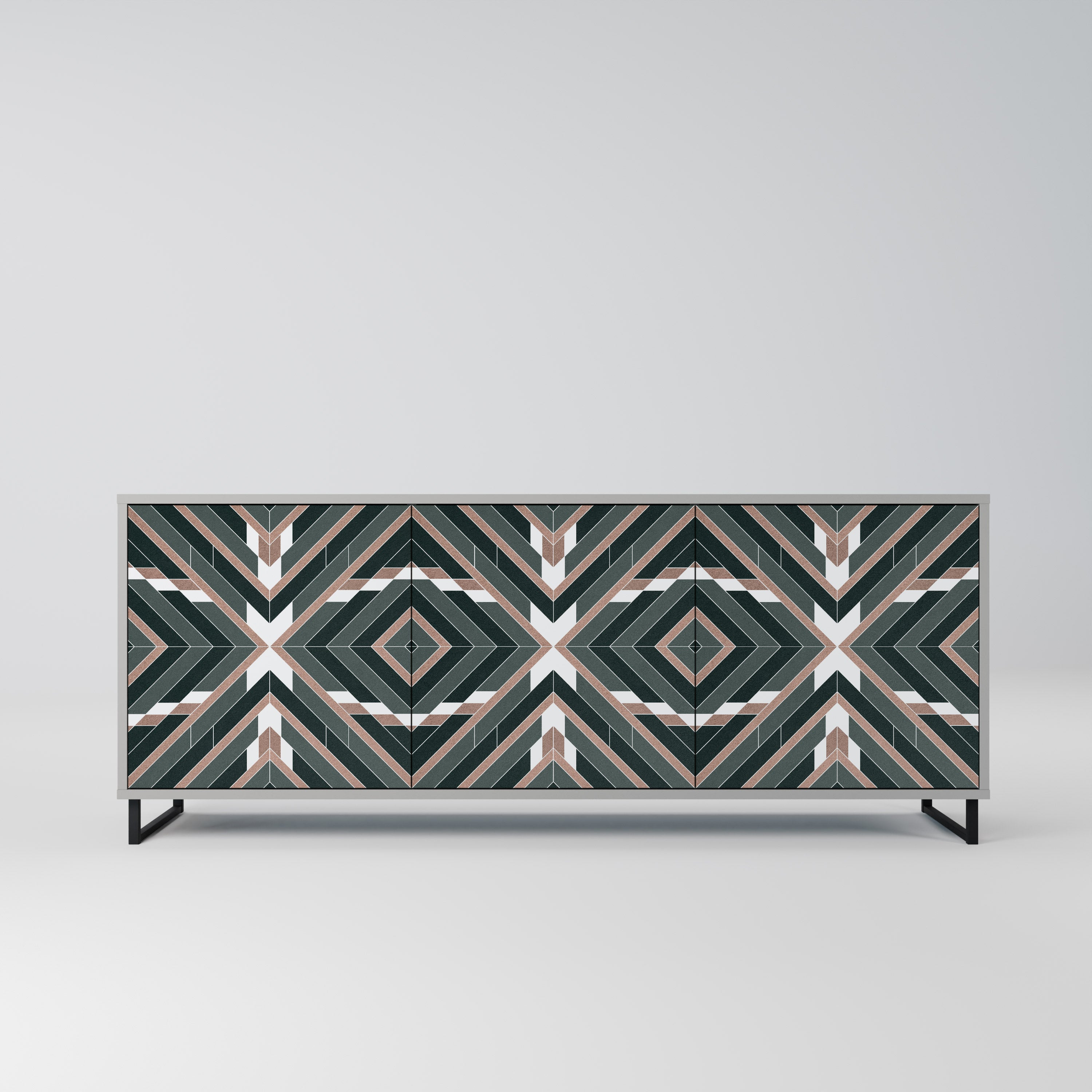 DIMENSION DELIGHTS 3-Door Sideboard in Grey Finish