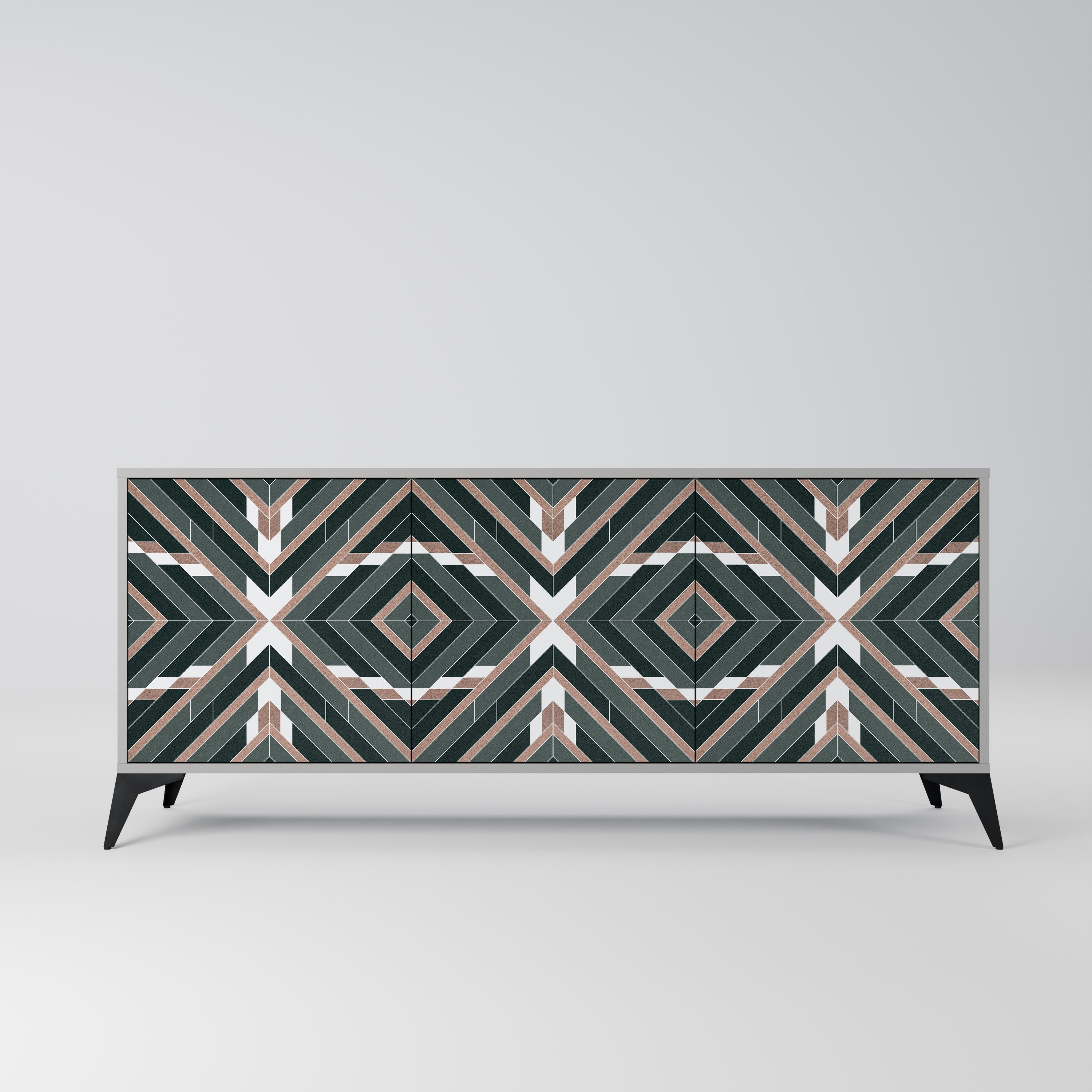 DIMENSION DELIGHTS 3-Door Sideboard in Grey Finish