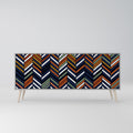 VIBRANT PATCHWORK 3-Door Sideboard in Grey Finish