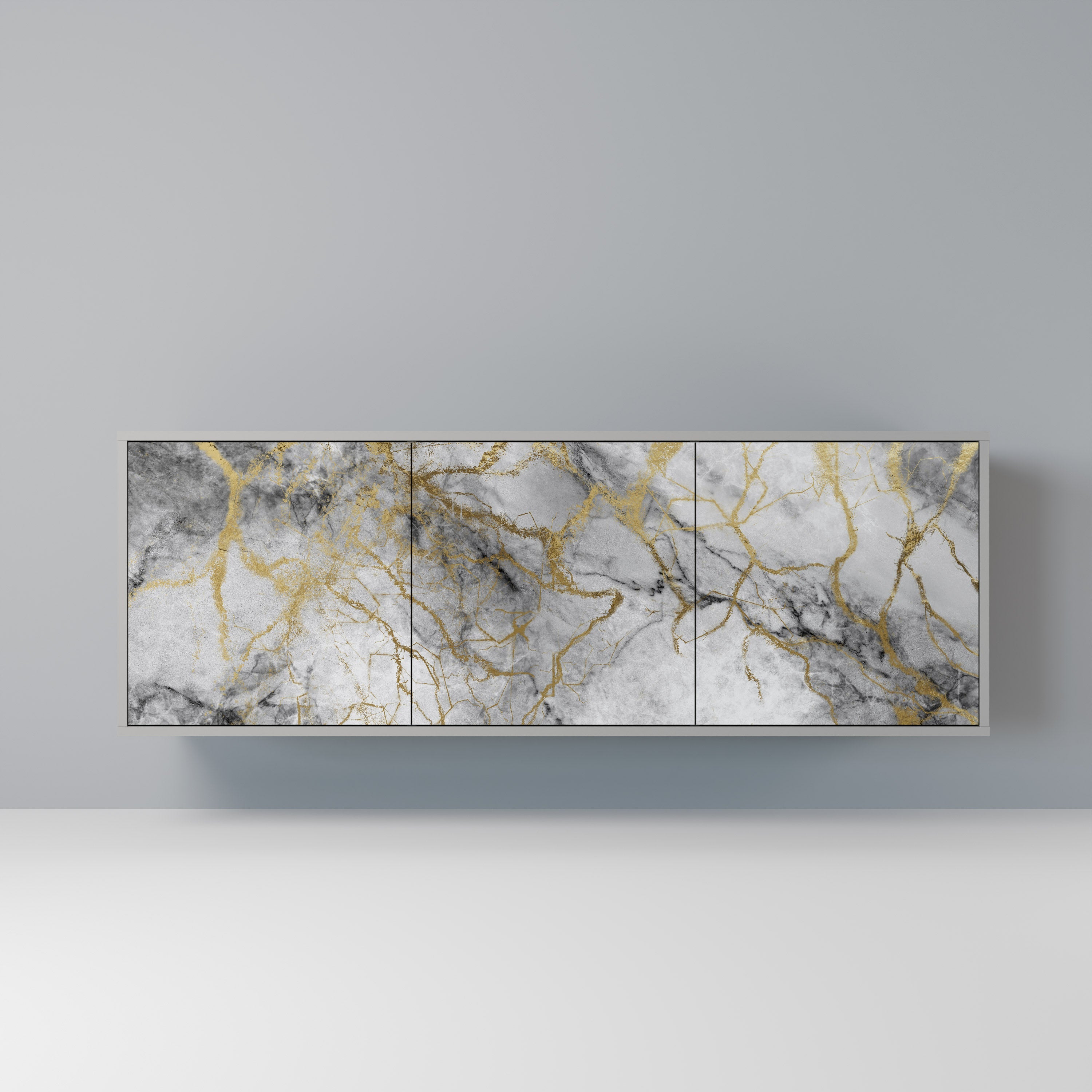 TIMELESS GLIDE 3-Door Sideboard in Grey Finish