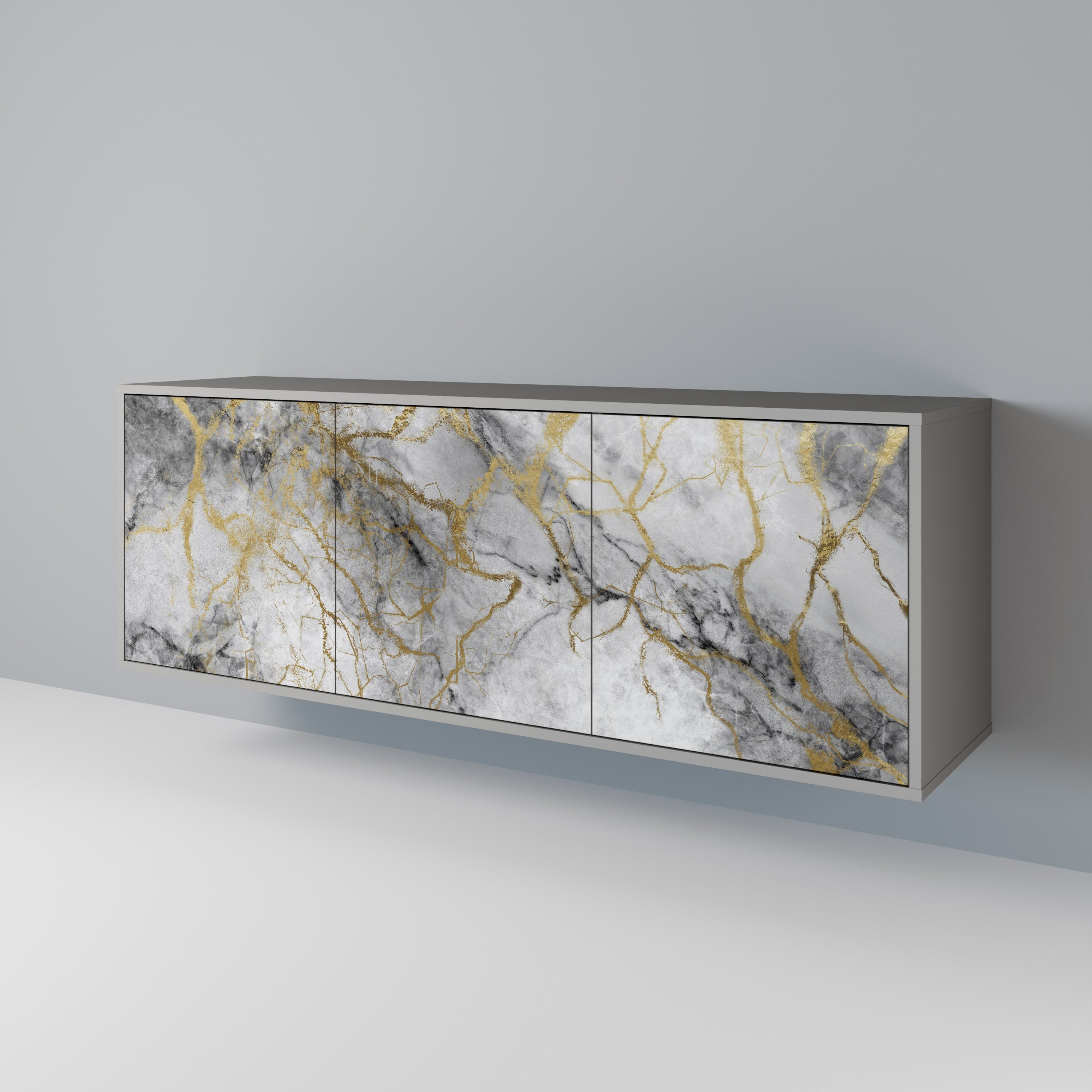 TIMELESS GLIDE 3-Door Sideboard in Grey Finish