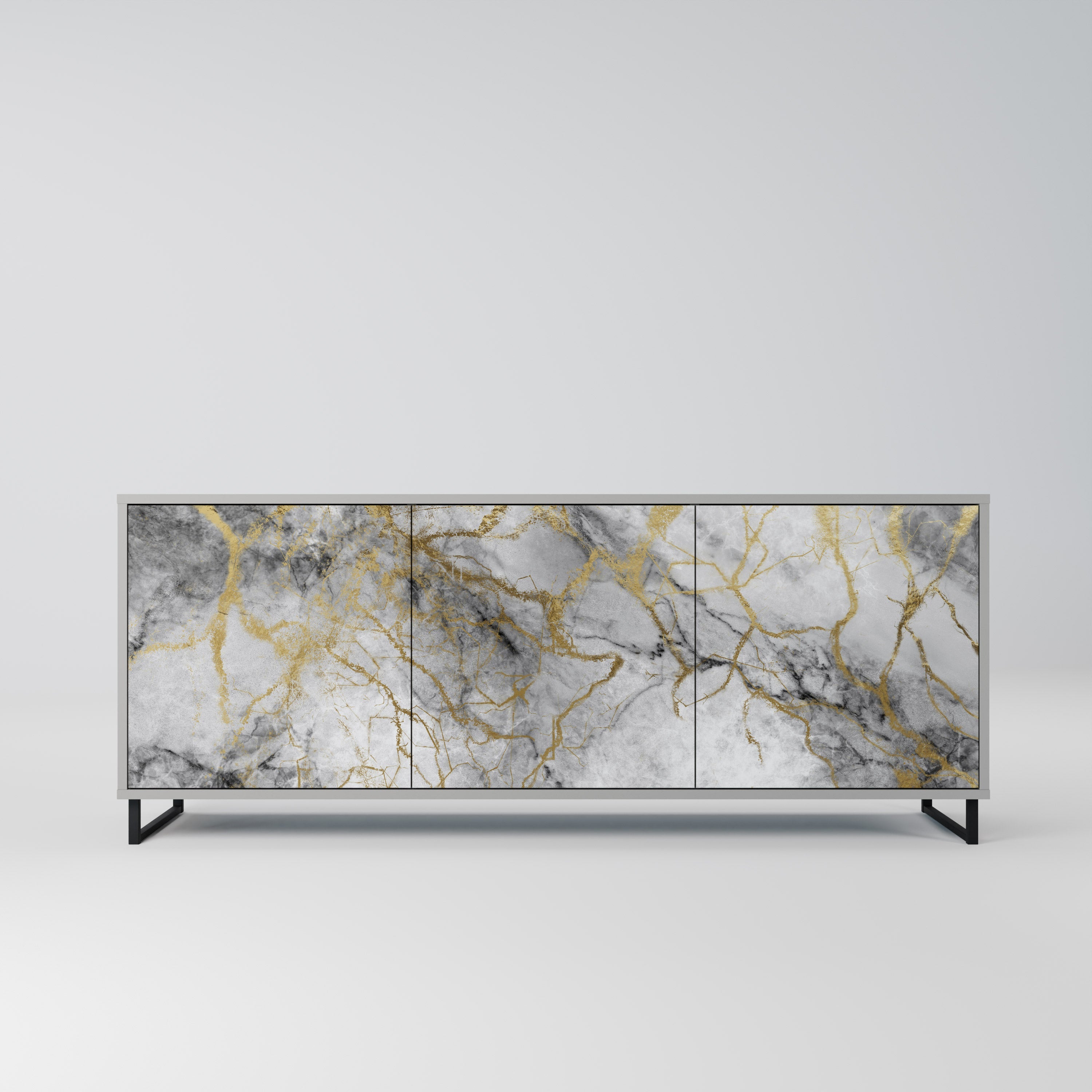 TIMELESS GLIDE 3-Door Sideboard in Grey Finish