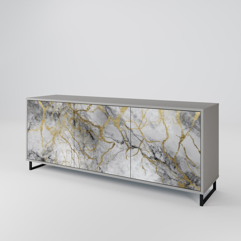 TIMELESS GLIDE 3-Door Sideboard in Grey Finish