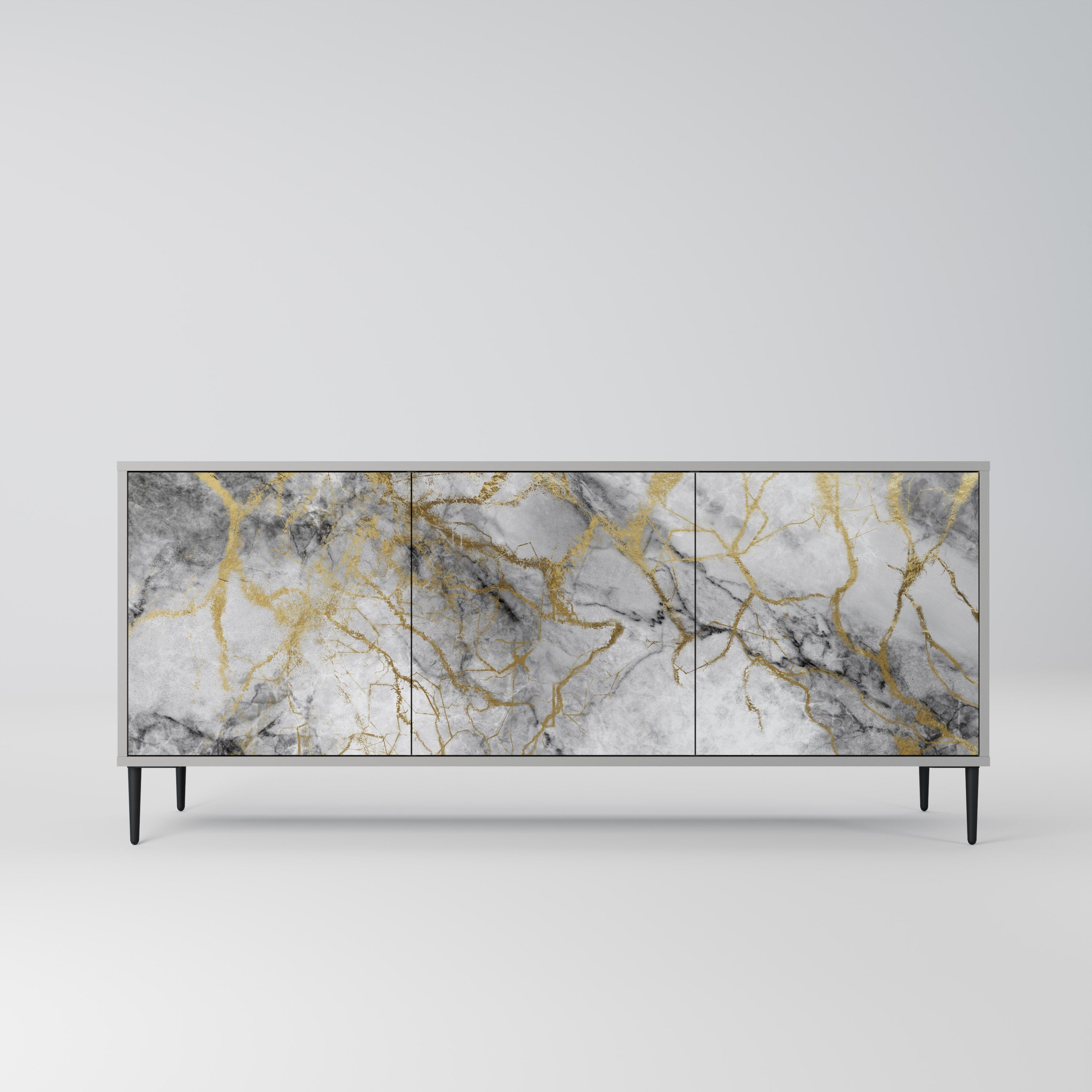 TIMELESS GLIDE 3-Door Sideboard in Grey Finish