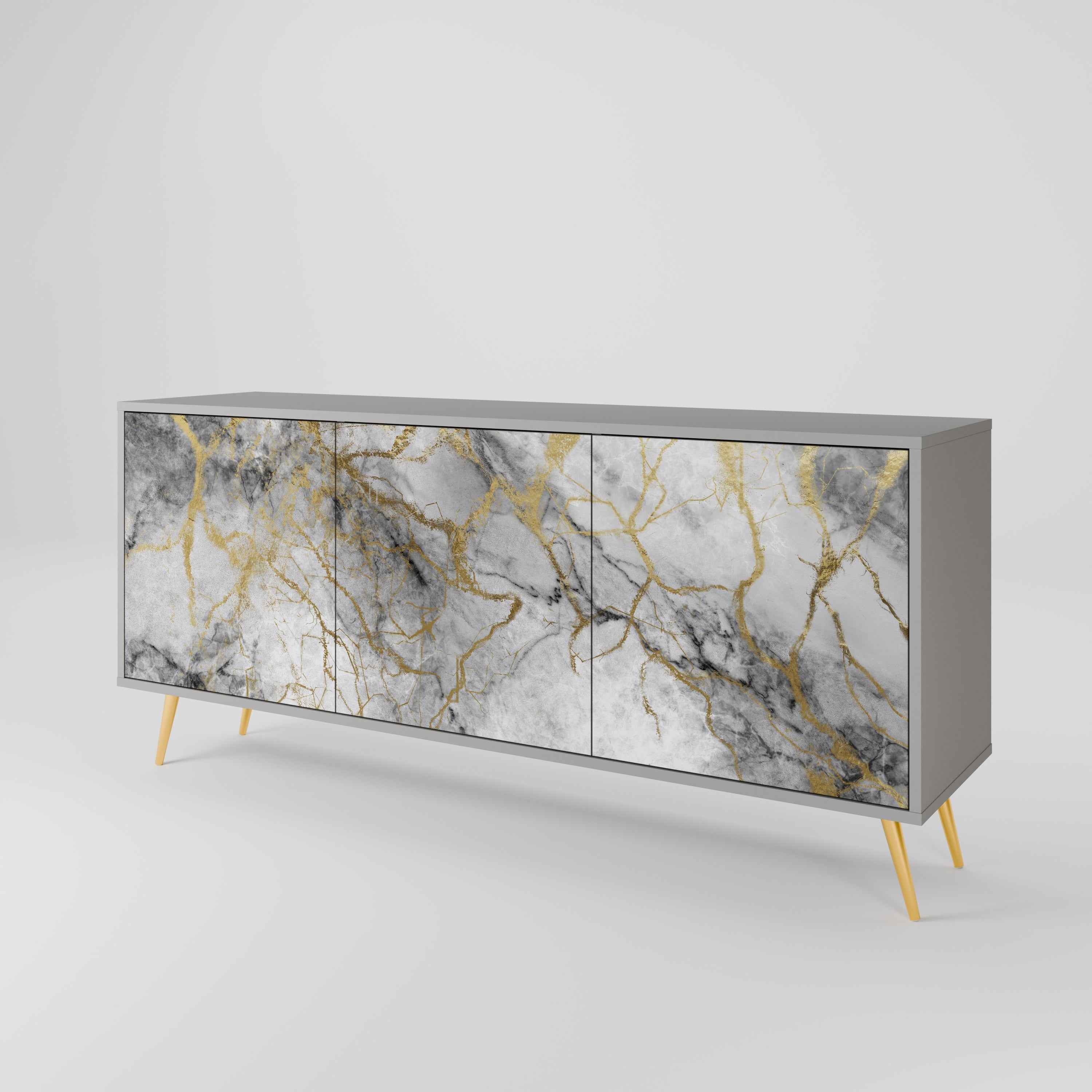 TIMELESS GLIDE 3-Door Sideboard in Grey Finish