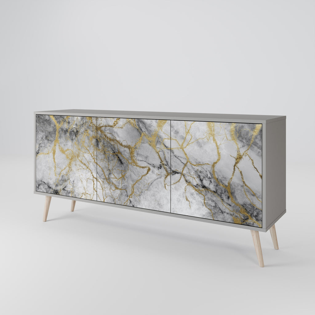 TIMELESS GLIDE 3-Door Sideboard in Grey Finish