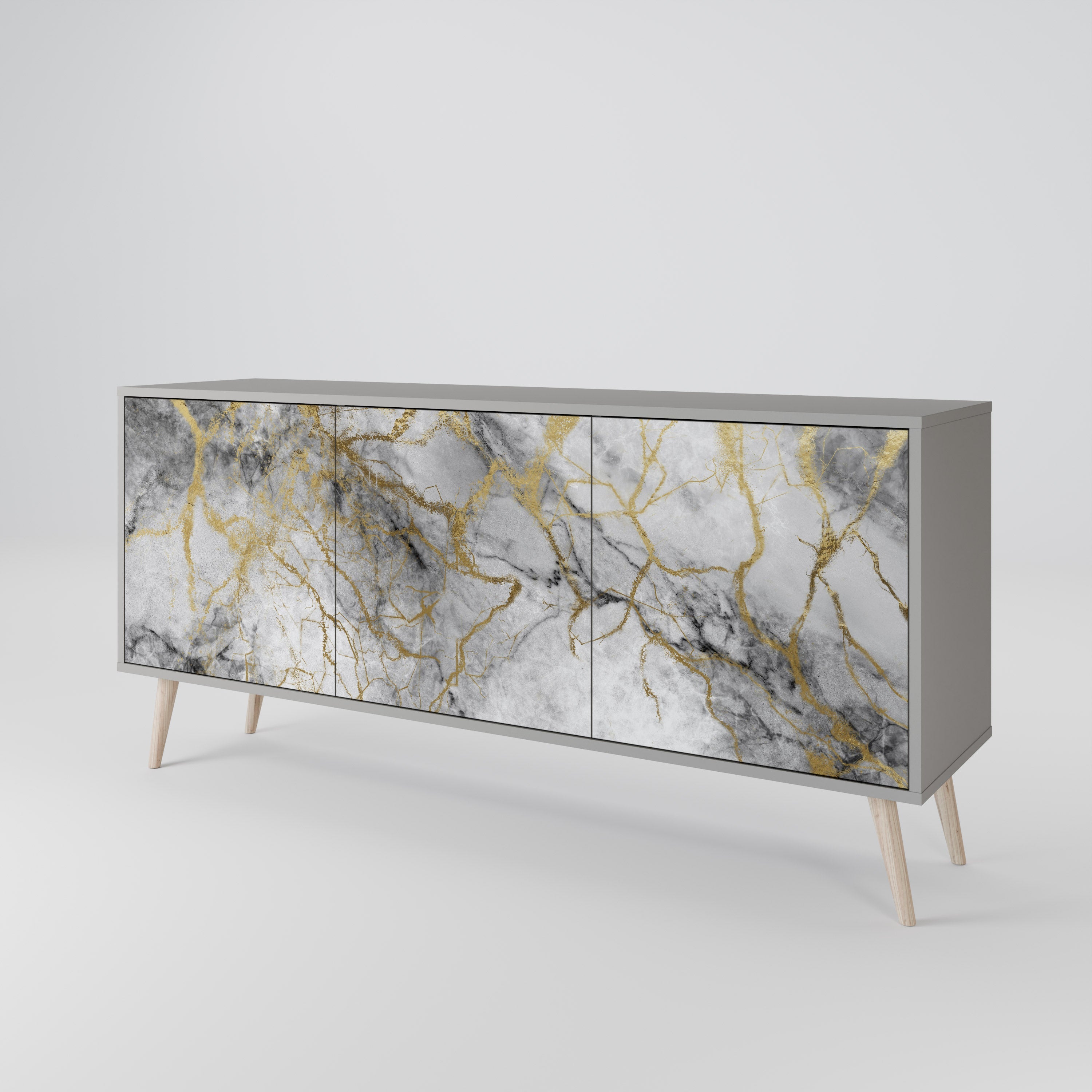 TIMELESS GLIDE 3-Door Sideboard in Grey Finish