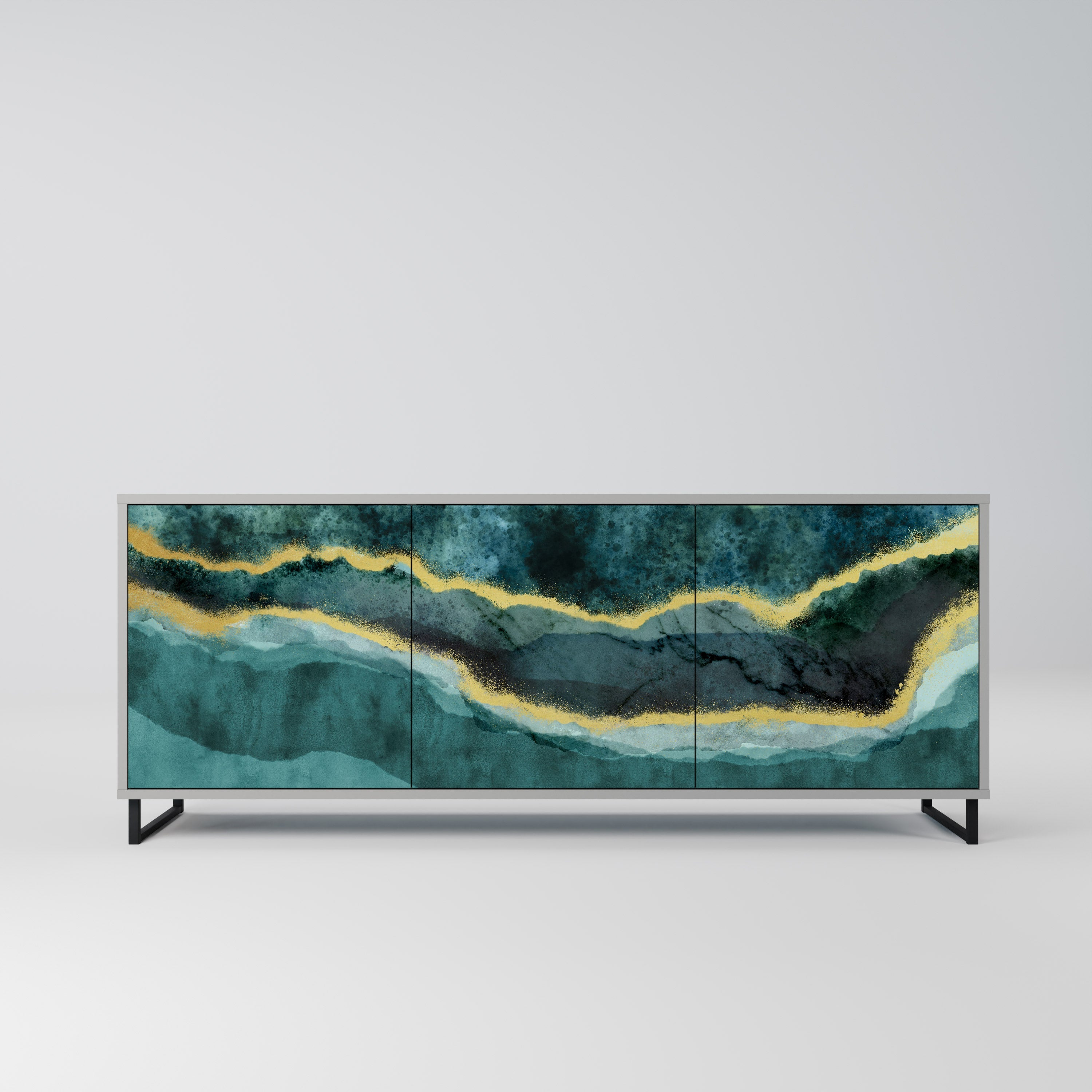 GOLDRUSH ODYSSEY 3-Door Sideboard in Grey Finish