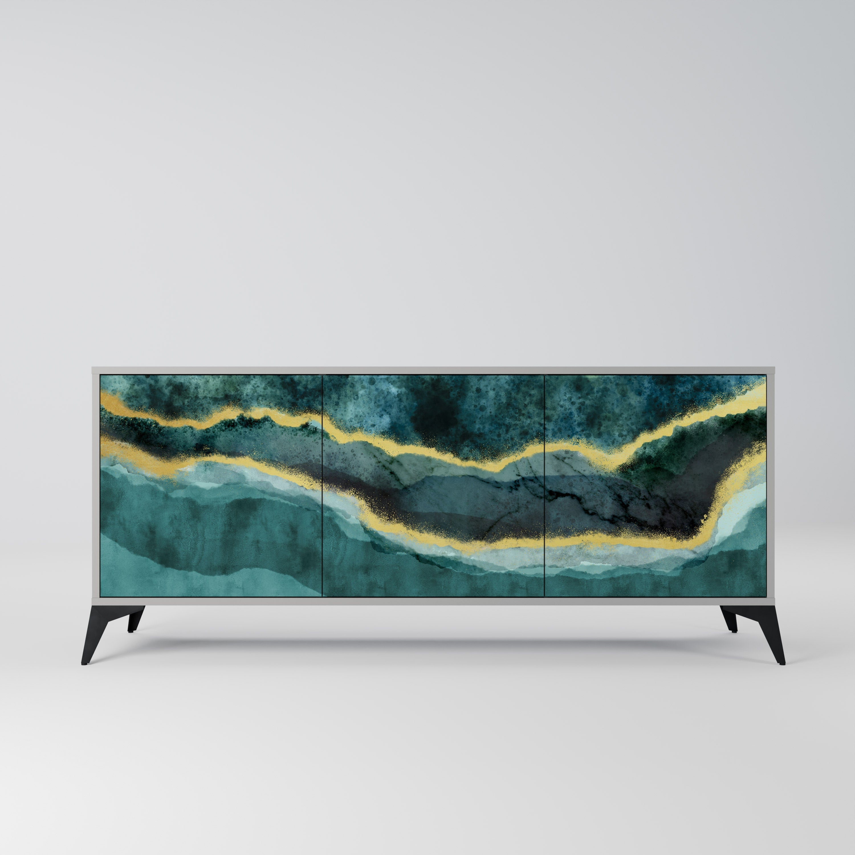 GOLDRUSH ODYSSEY 3-Door Sideboard in Grey Finish