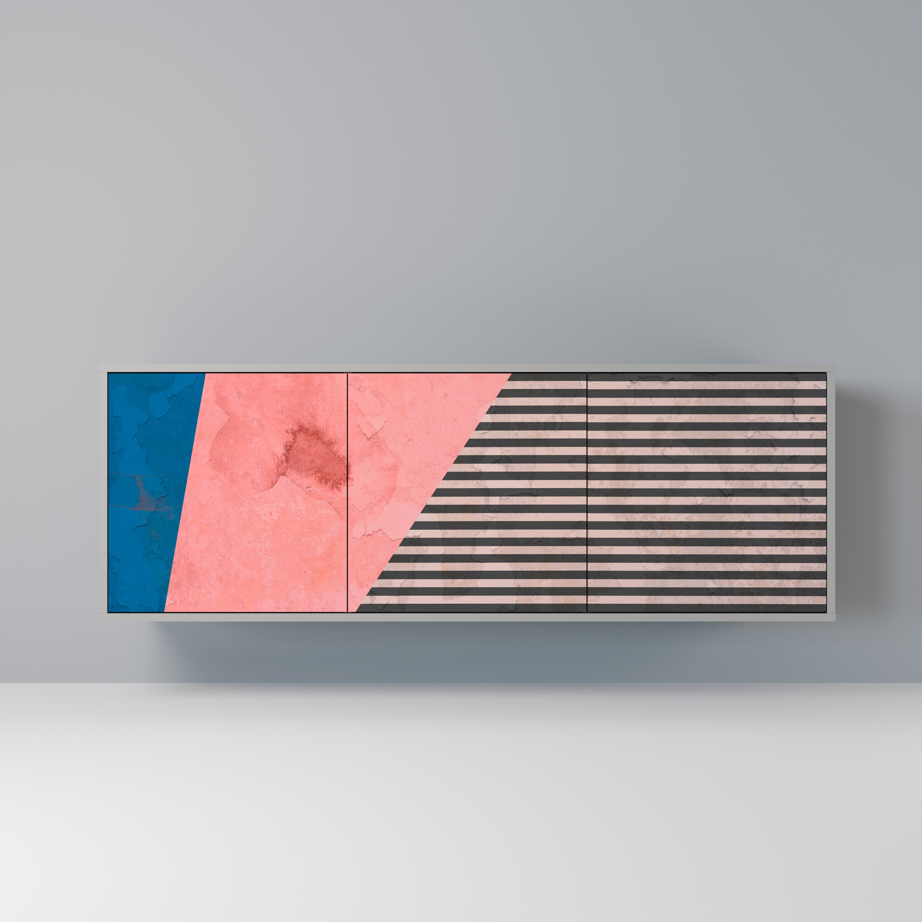 GLAMOROUS STRIPE 3-Door Sideboard in Grey Finish