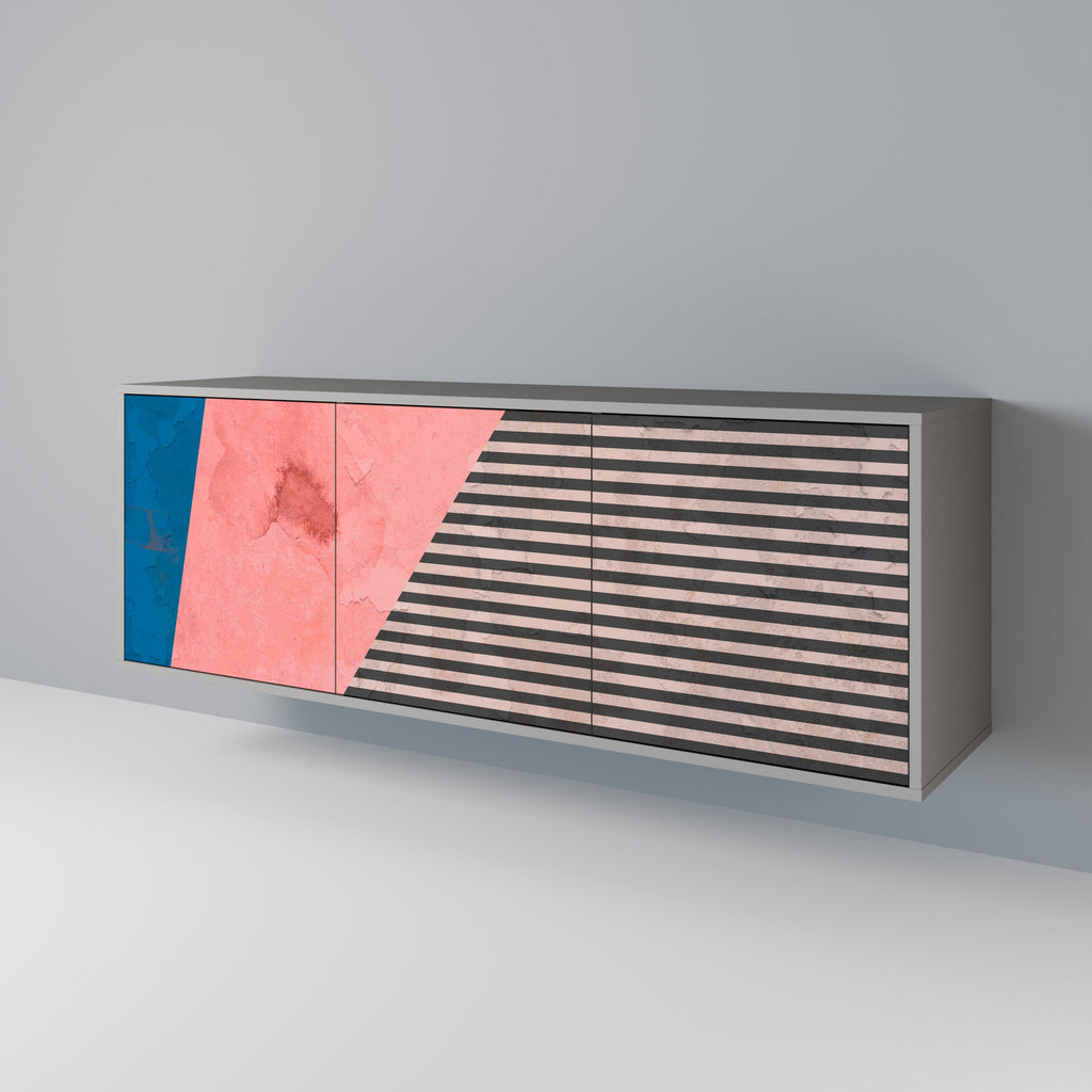 GLAMOROUS STRIPE 3-Door Sideboard in Grey Finish