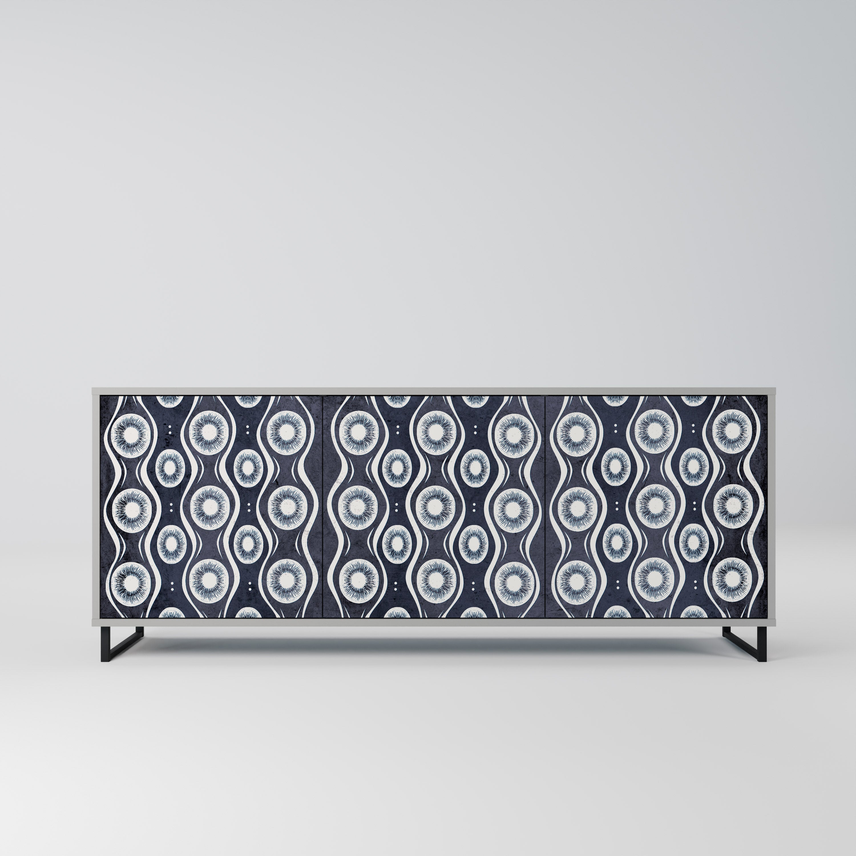 GRAPHITE EYES 3-Door Sideboard in Grey Finish