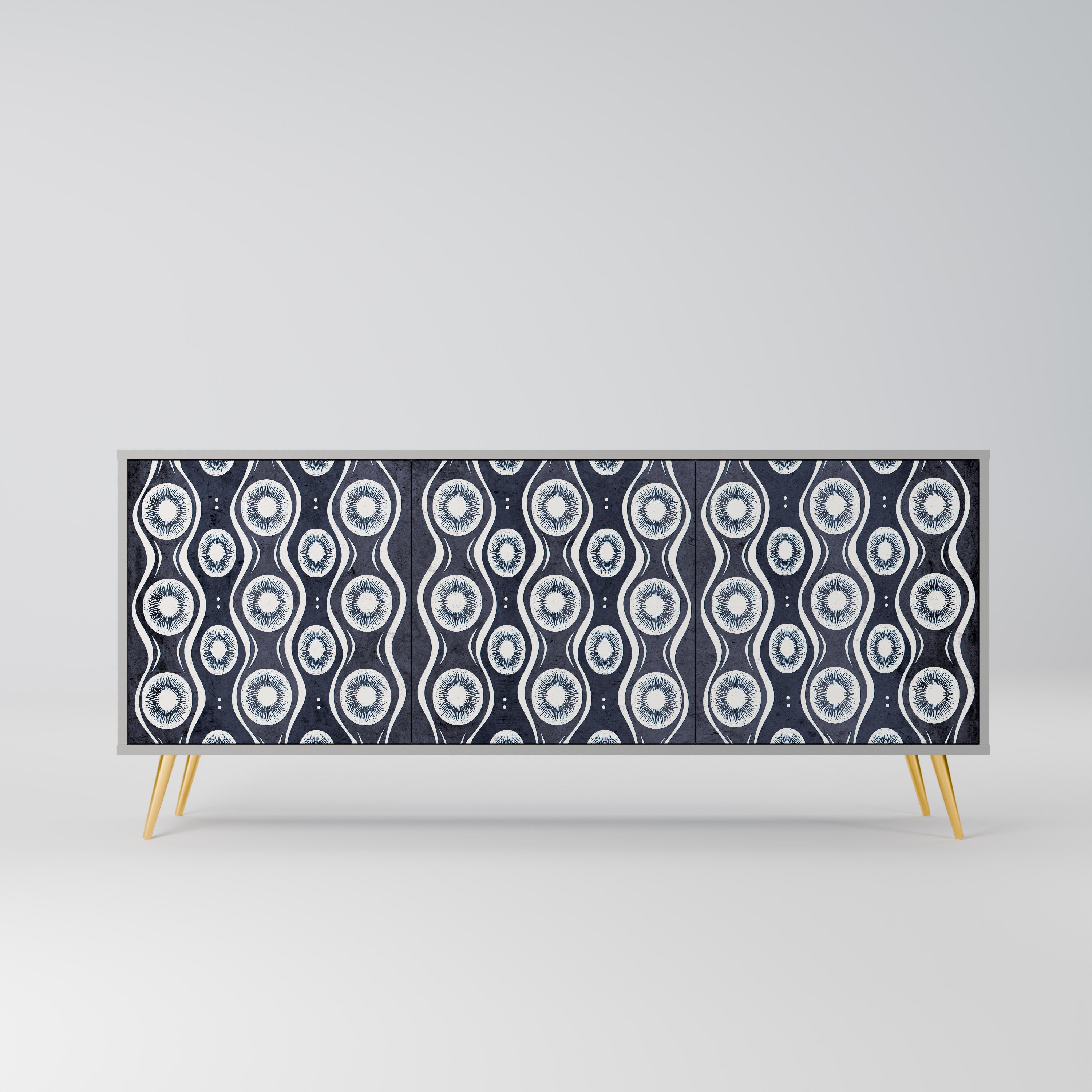 GRAPHITE EYES 3-Door Sideboard in Grey Finish