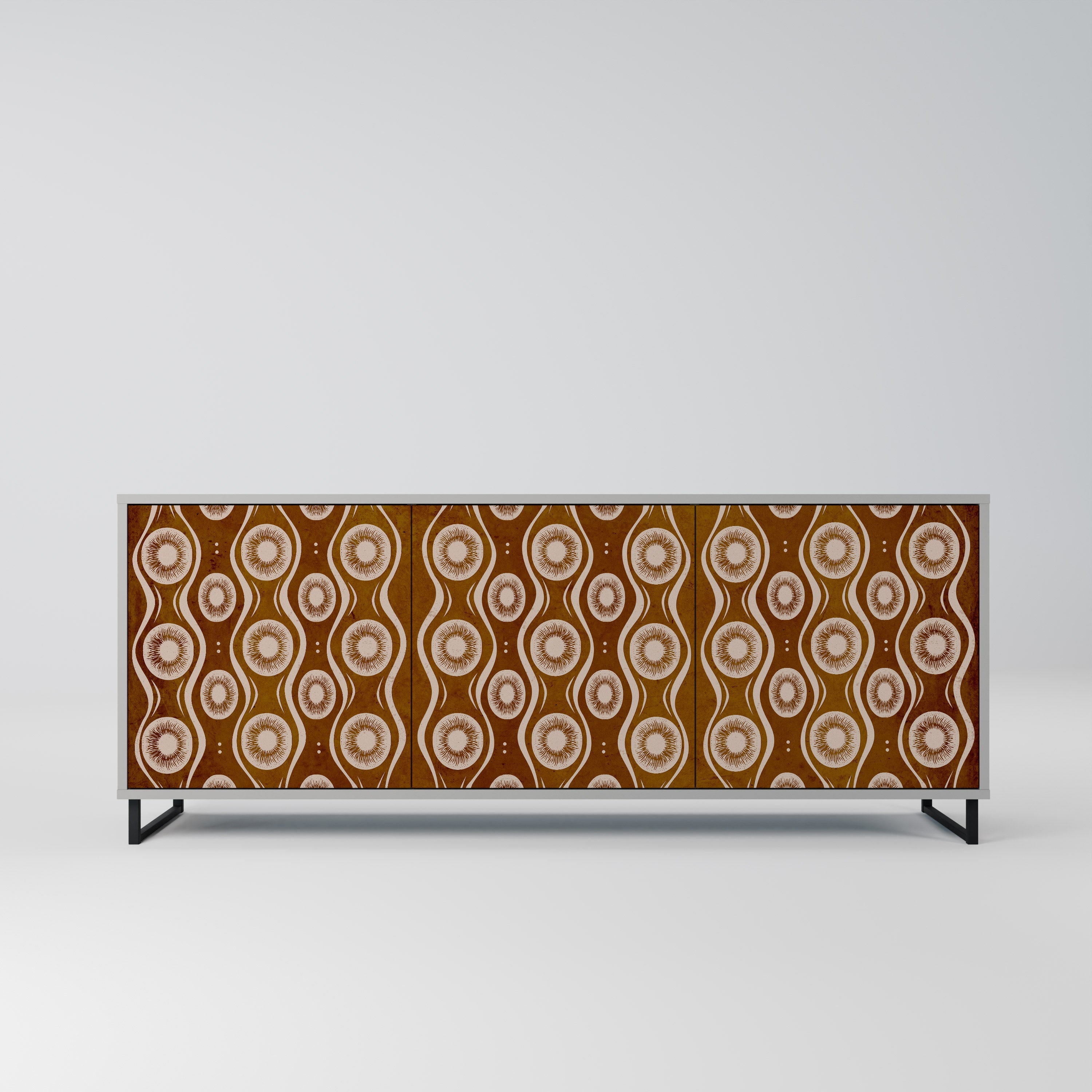 BROWN EYES 3-Door Sideboard in Grey Finish