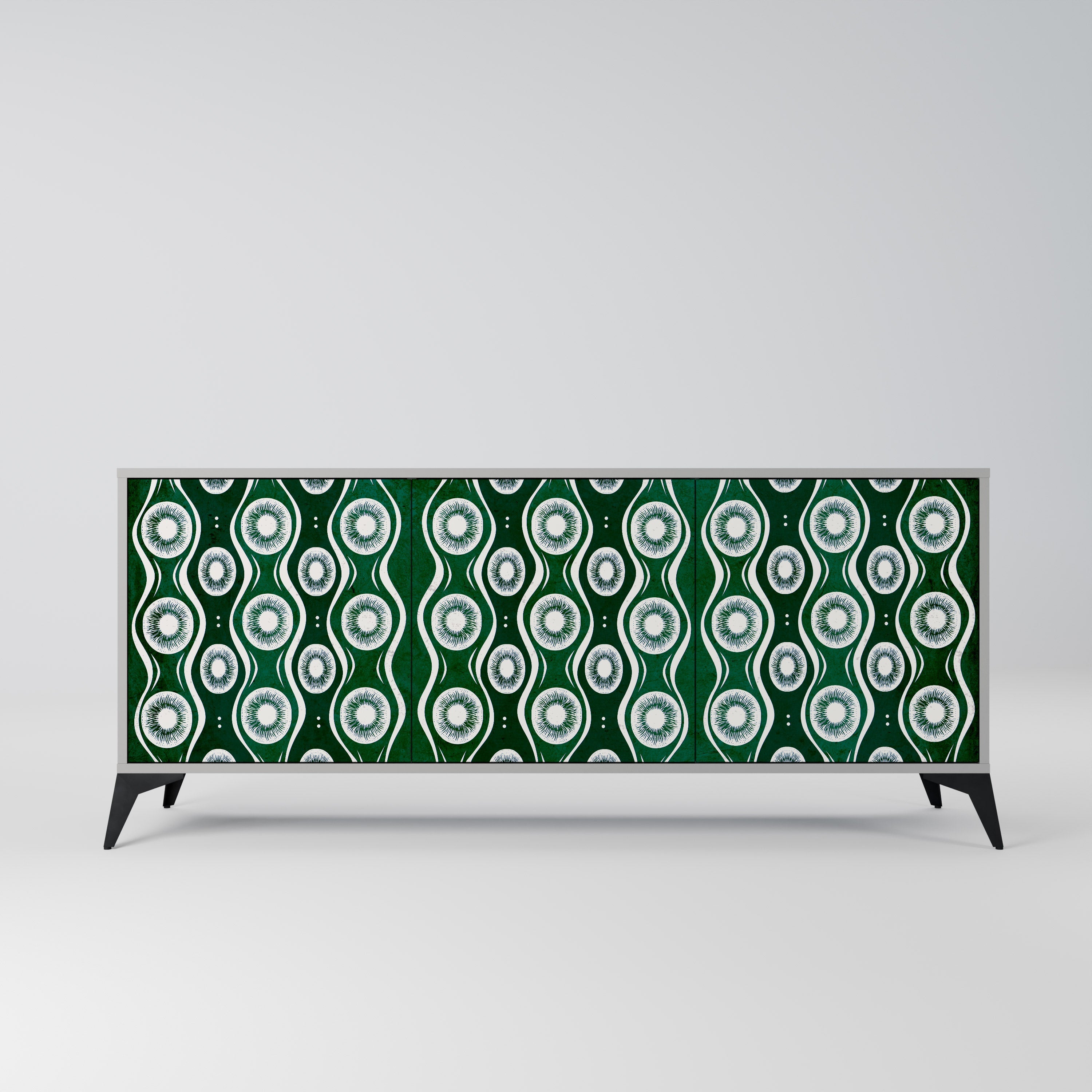 GREEN EYES 3-Door Sideboard in Grey Finish