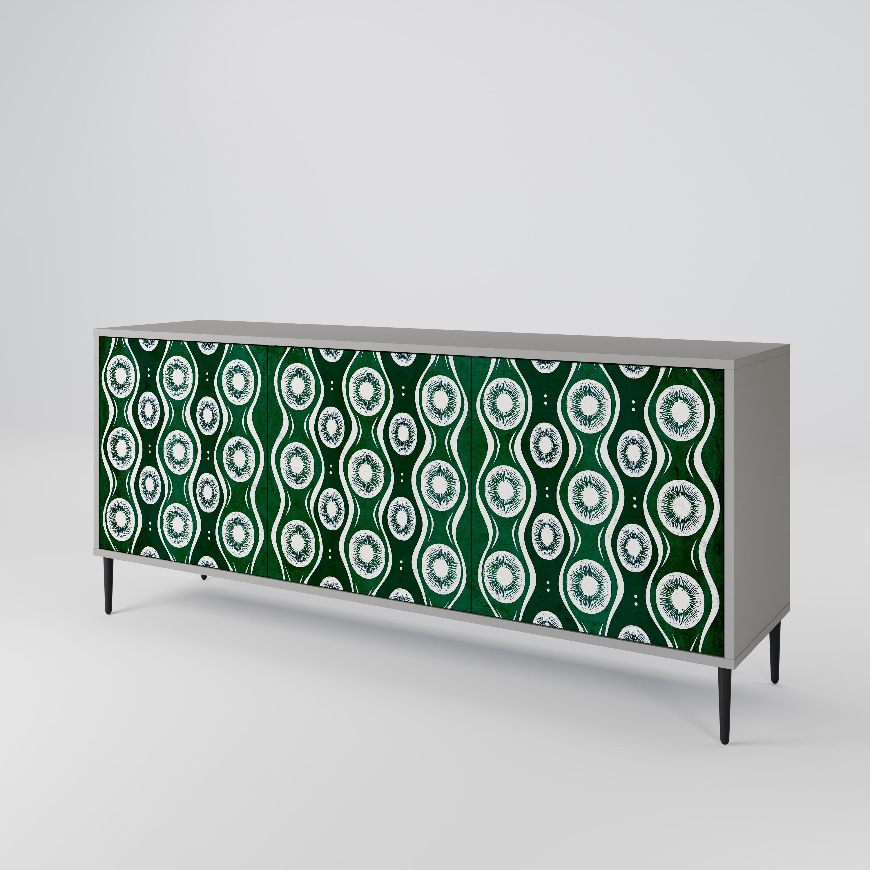 GREEN EYES 3-Door Sideboard in Grey Finish