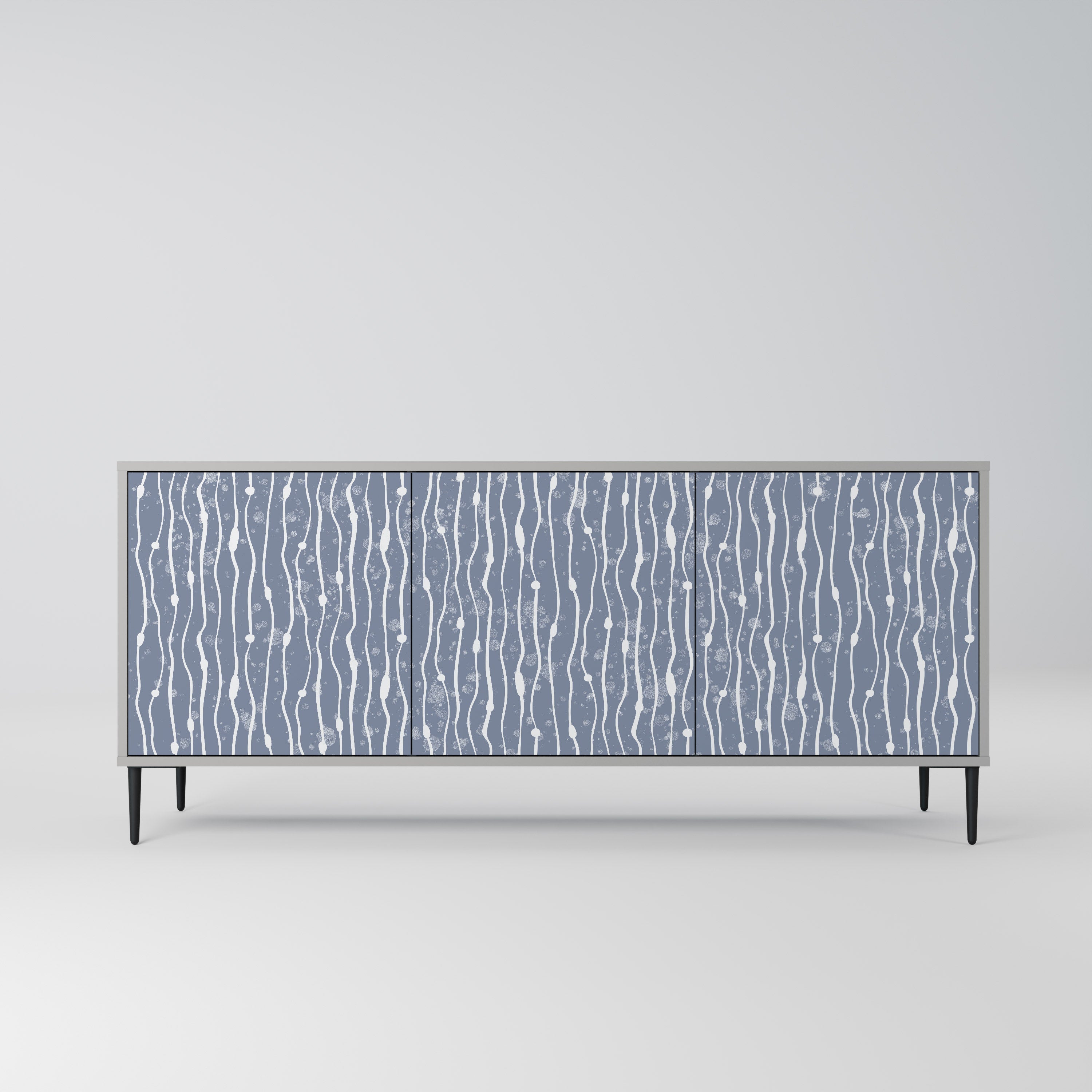 GRAPHITE RAIN 3-Door Sideboard in Grey Finish