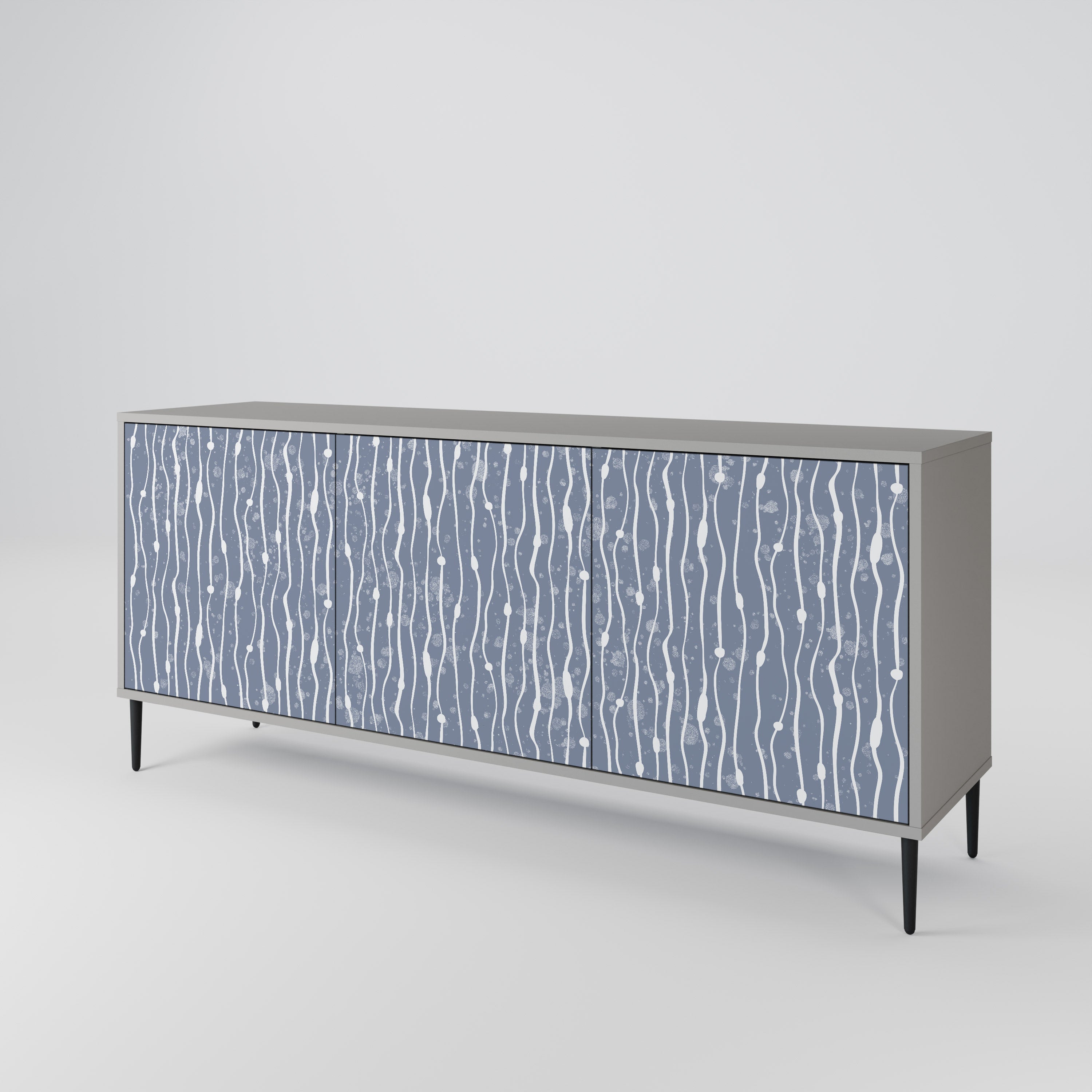 GRAPHITE RAIN 3-Door Sideboard in Grey Finish