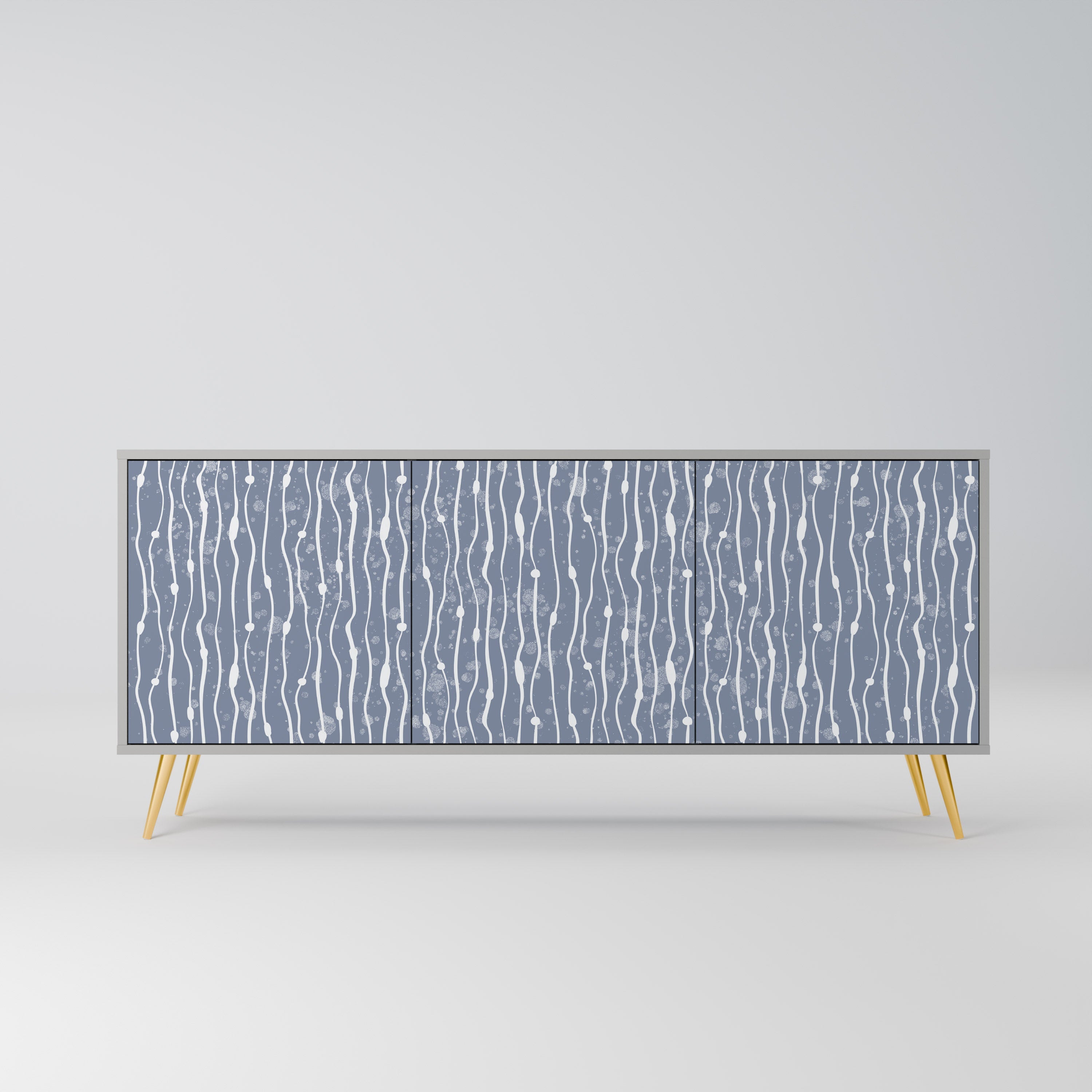 GRAPHITE RAIN 3-Door Sideboard in Grey Finish