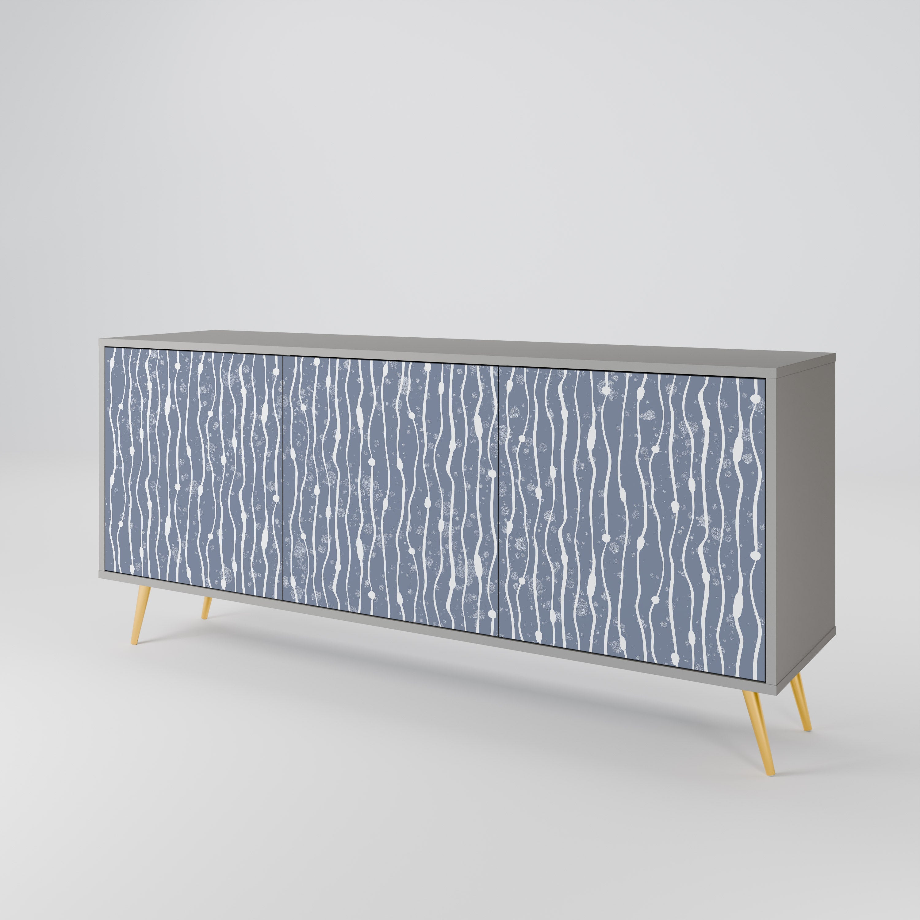 GRAPHITE RAIN 3-Door Sideboard in Grey Finish