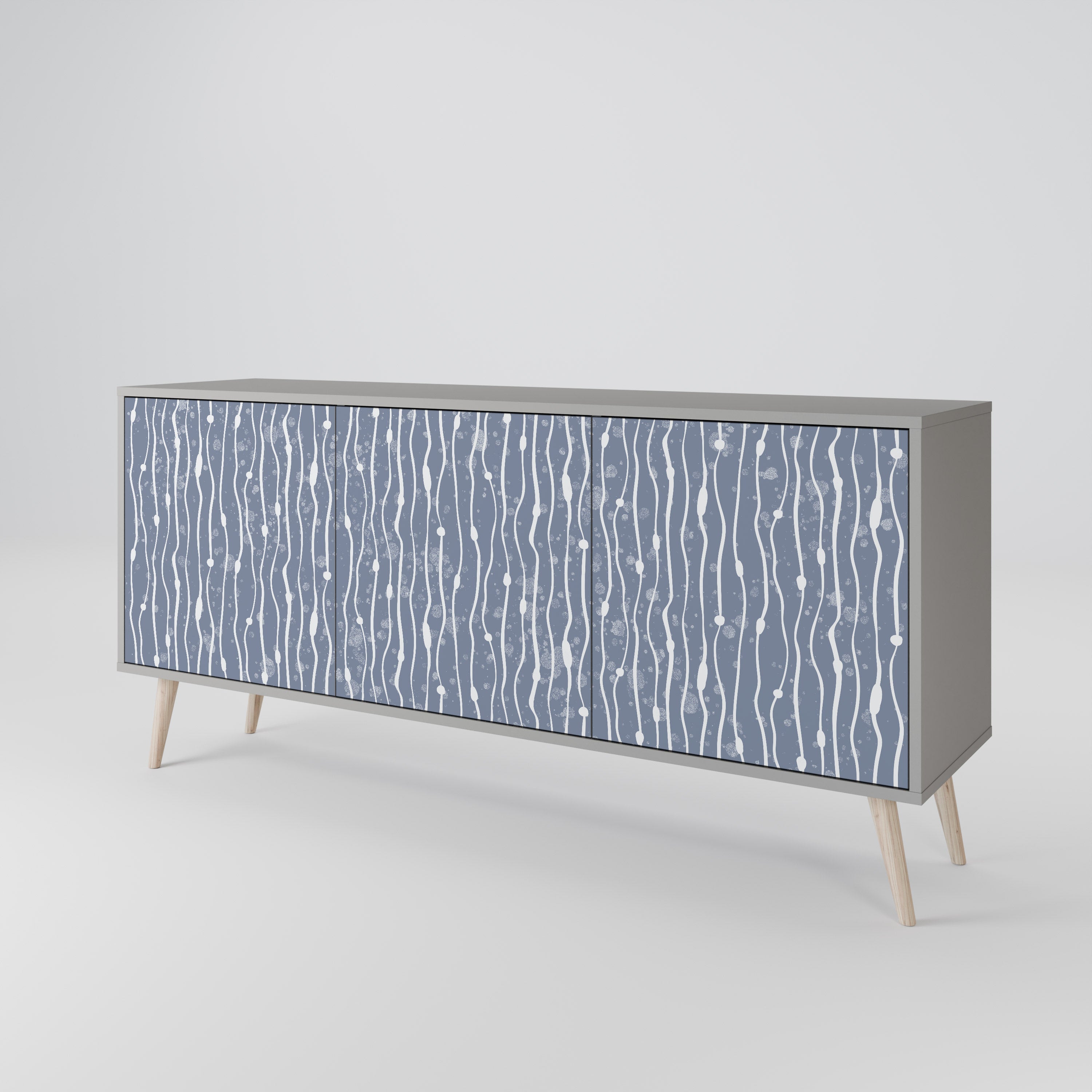 GRAPHITE RAIN 3-Door Sideboard in Grey Finish