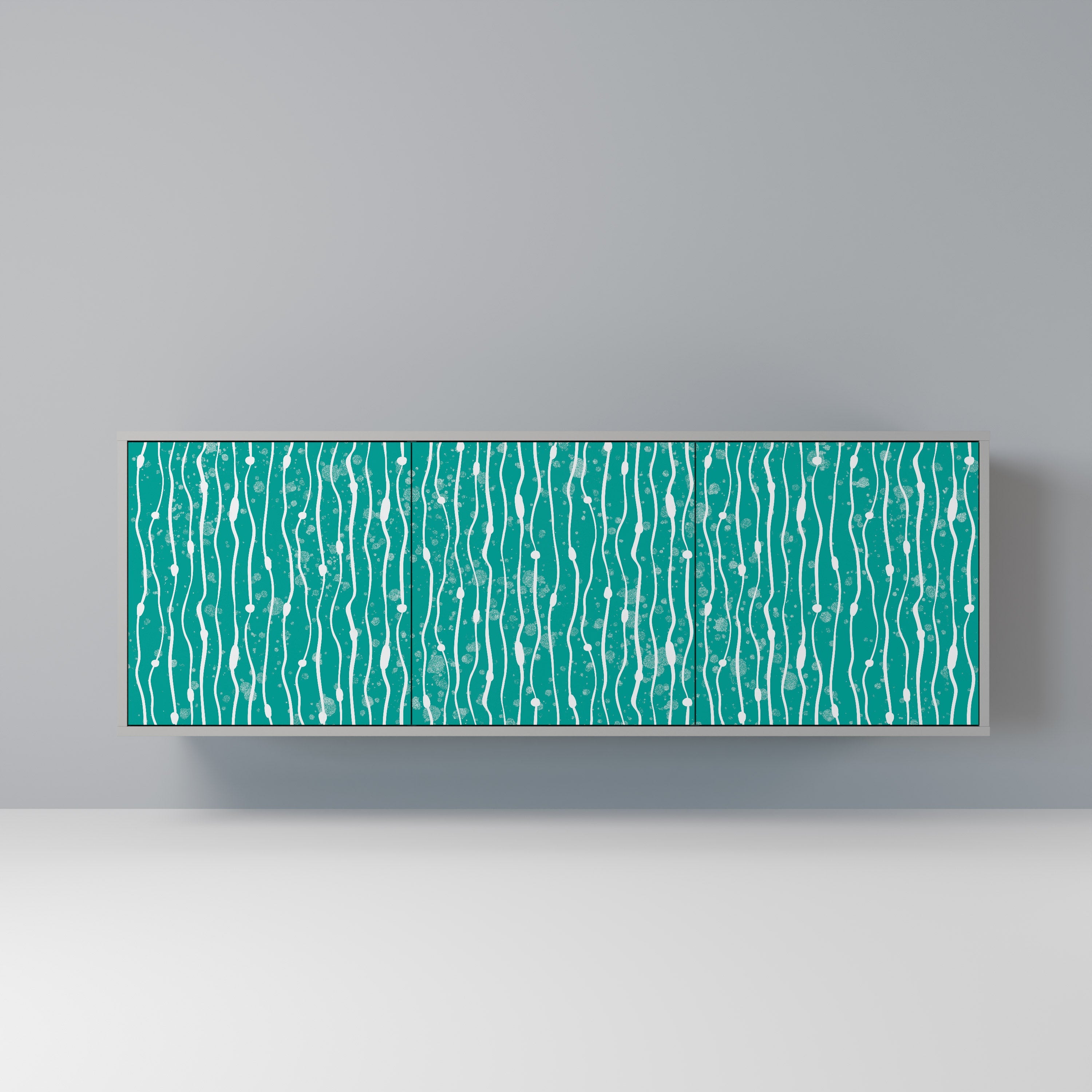 TURQUOISE RAIN 3-Door Sideboard in Grey Finish