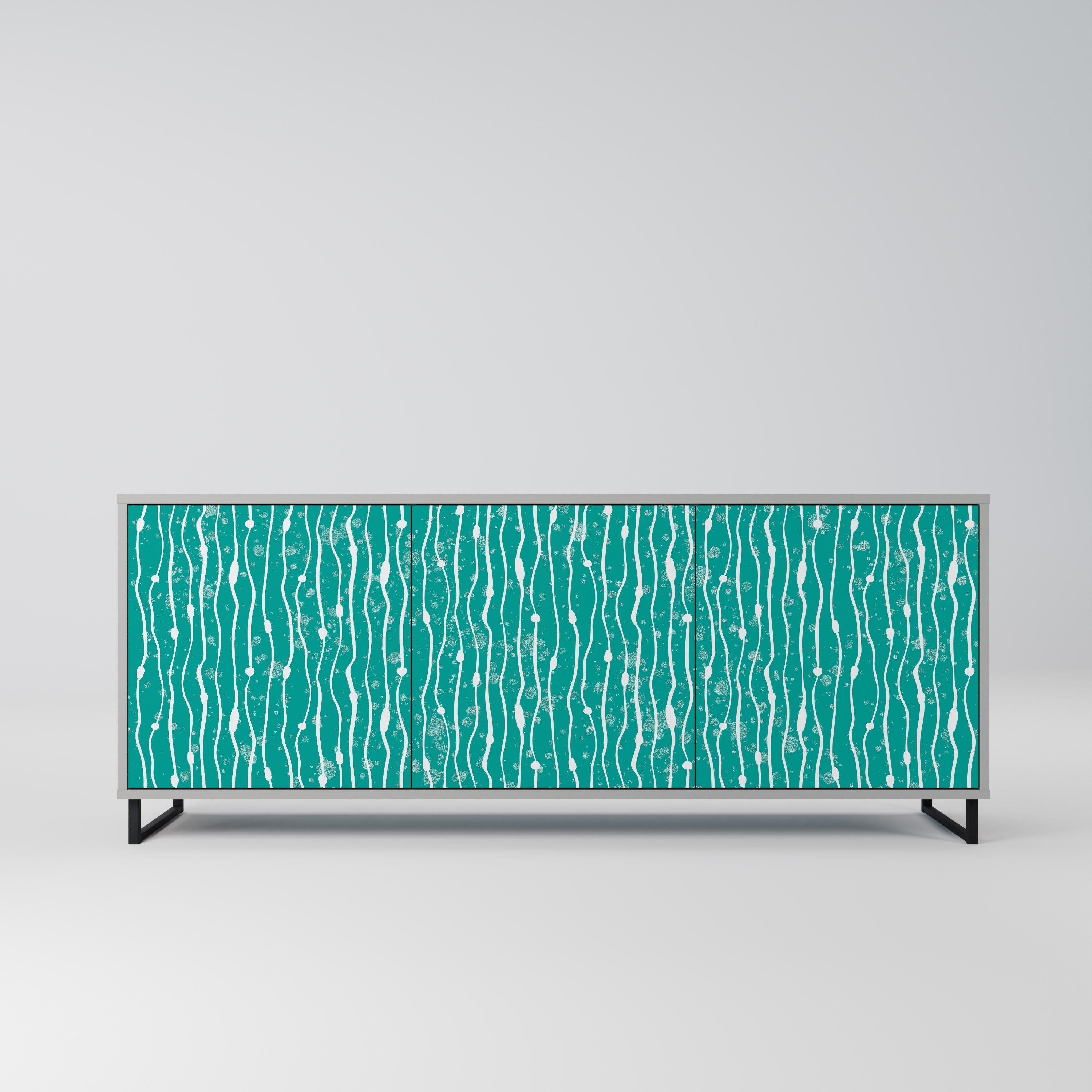 TURQUOISE RAIN 3-Door Sideboard in Grey Finish