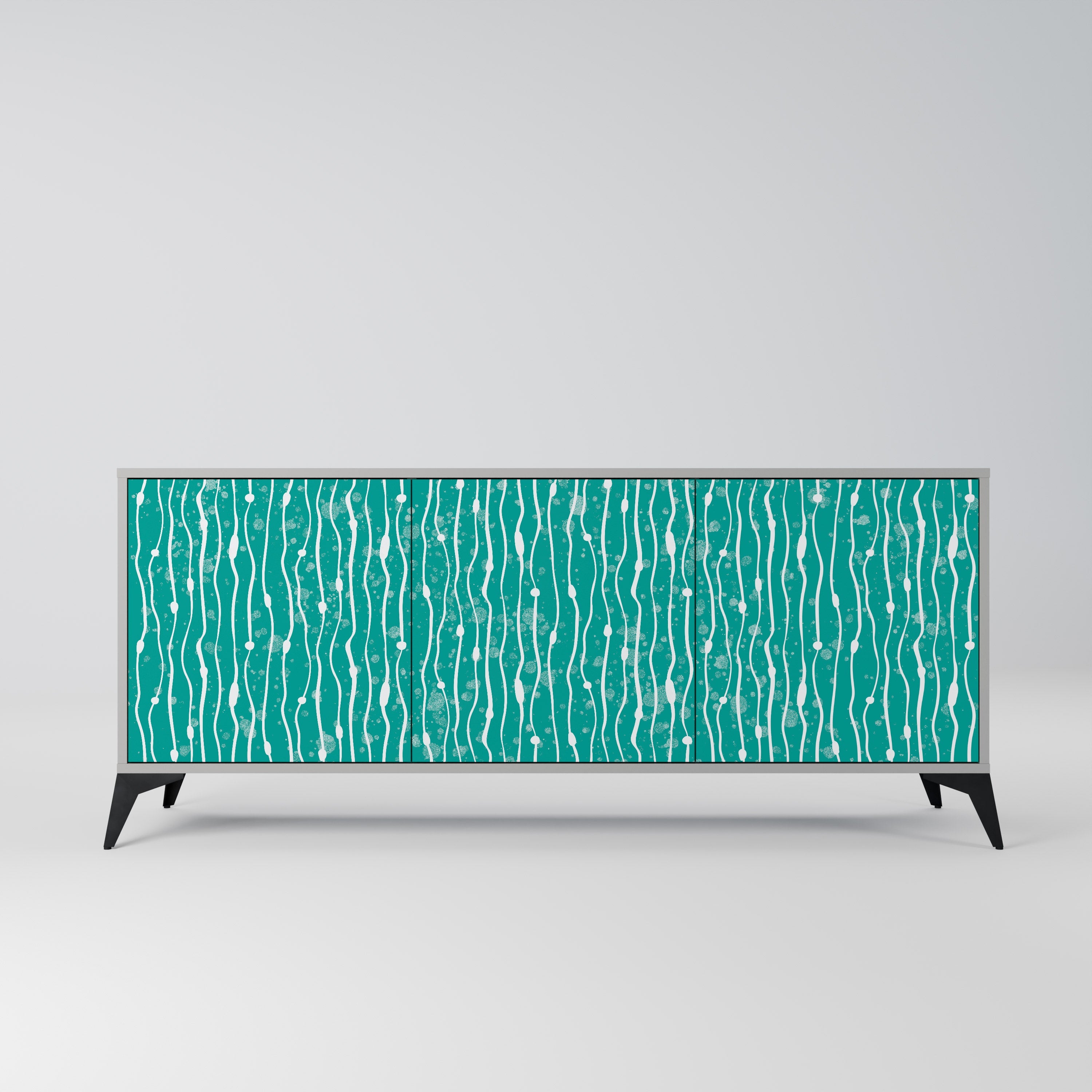 TURQUOISE RAIN 3-Door Sideboard in Grey Finish