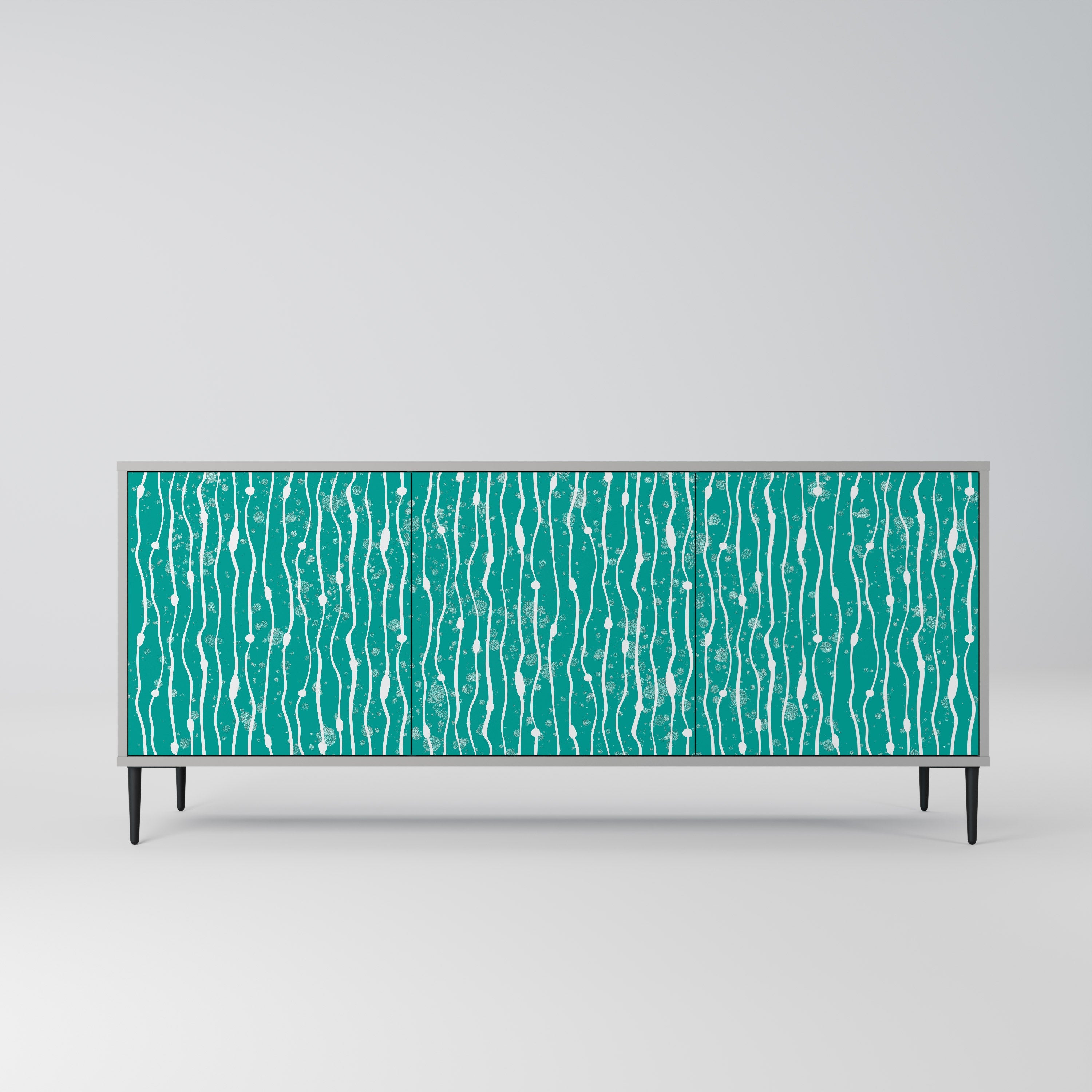TURQUOISE RAIN 3-Door Sideboard in Grey Finish