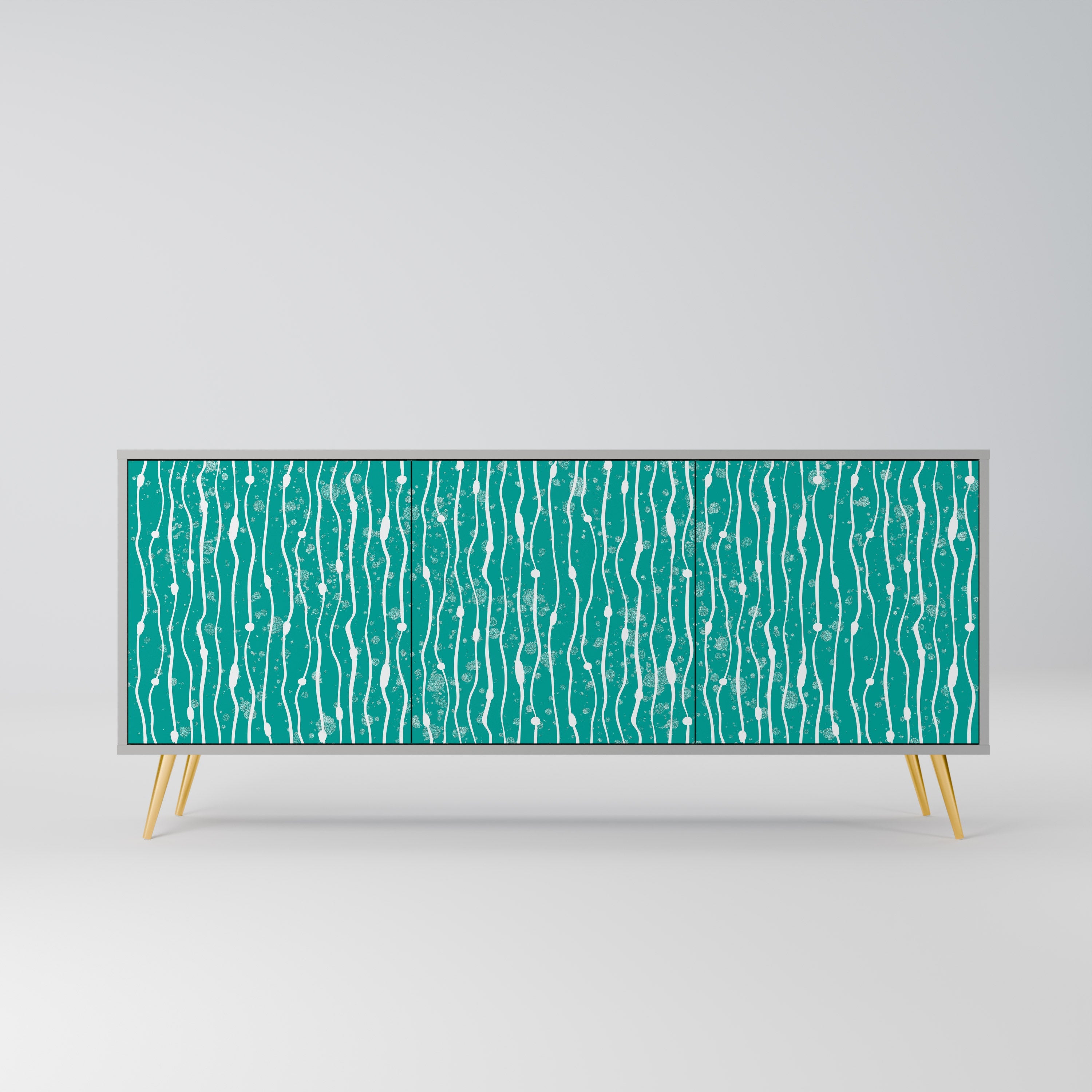 TURQUOISE RAIN 3-Door Sideboard in Grey Finish