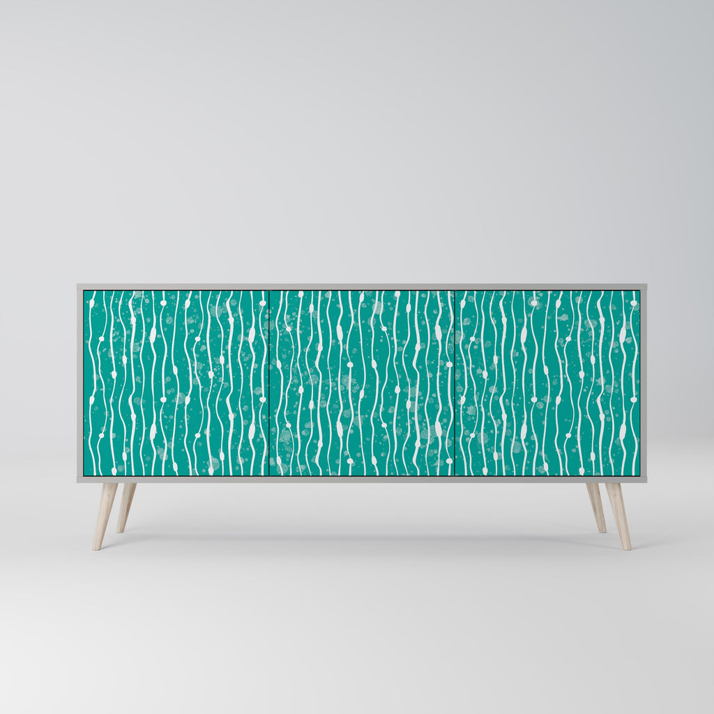 TURQUOISE RAIN 3-Door Sideboard in Grey Finish