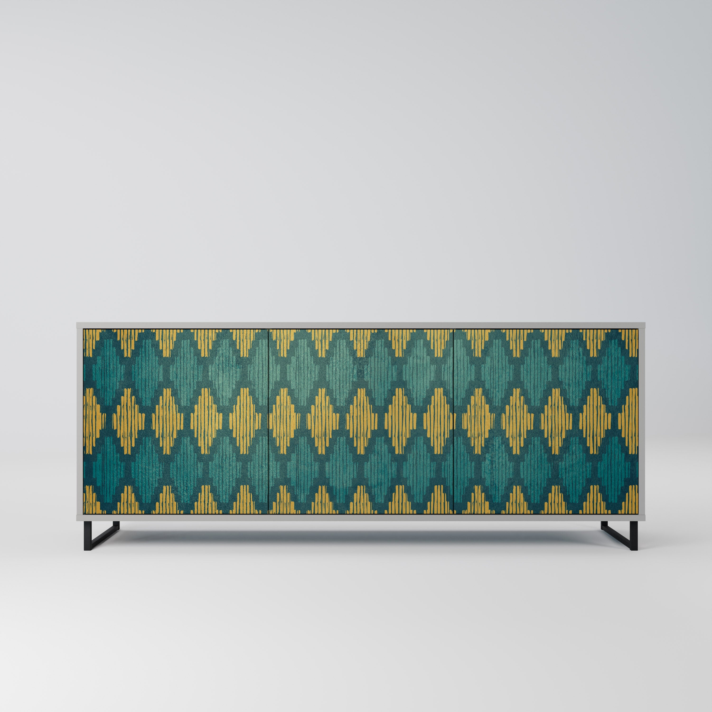 POLYGONS 3-Door Sideboard in Grey Finish