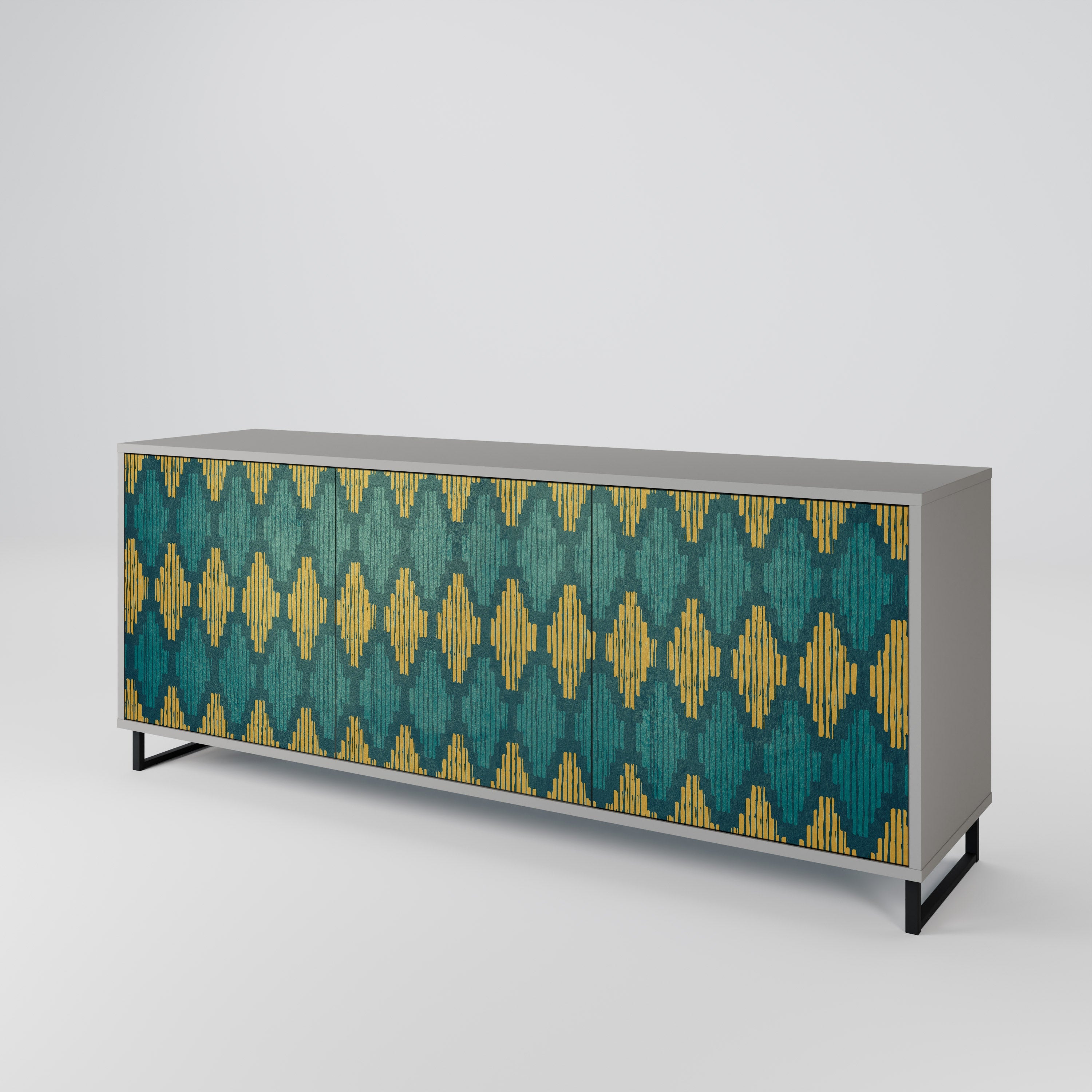 POLYGONS 3-Door Sideboard in Grey Finish