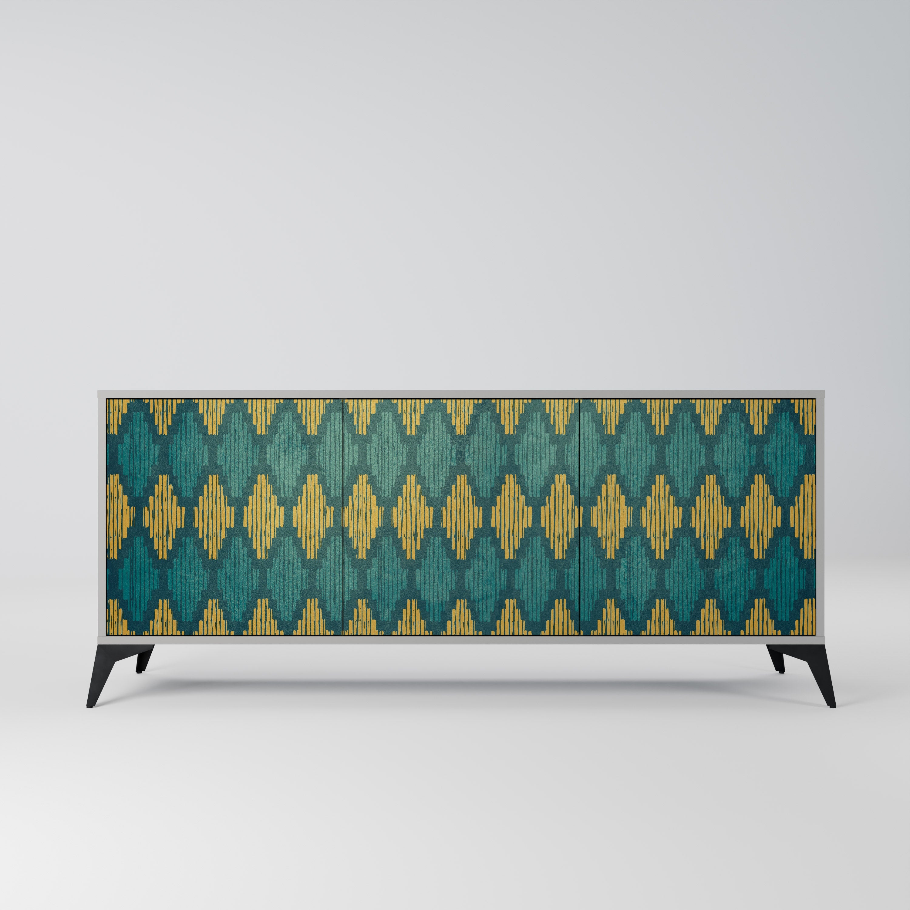 POLYGONS 3-Door Sideboard in Grey Finish