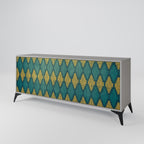 POLYGONS 3-Door Sideboard in Grey Finish