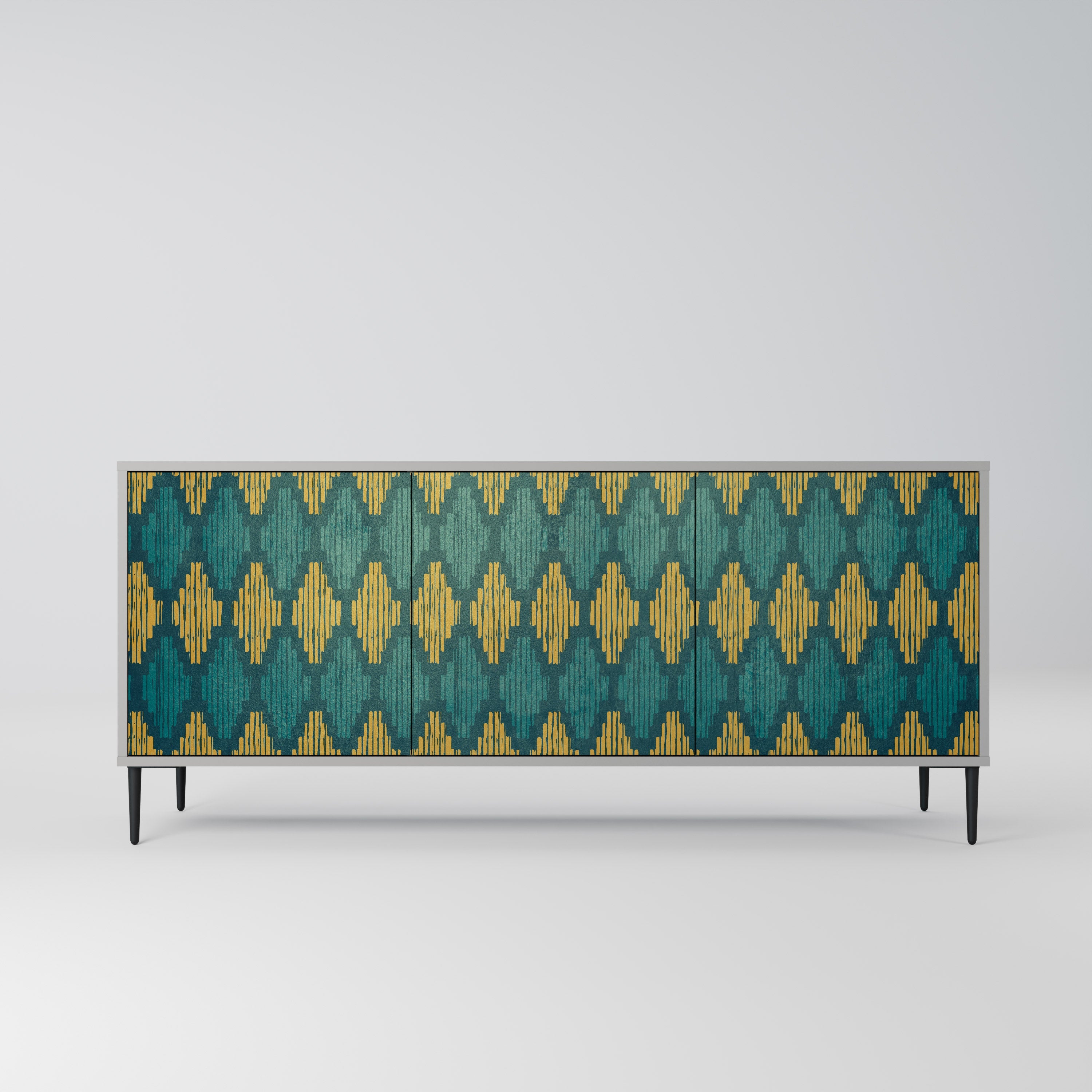 POLYGONS 3-Door Sideboard in Grey Finish