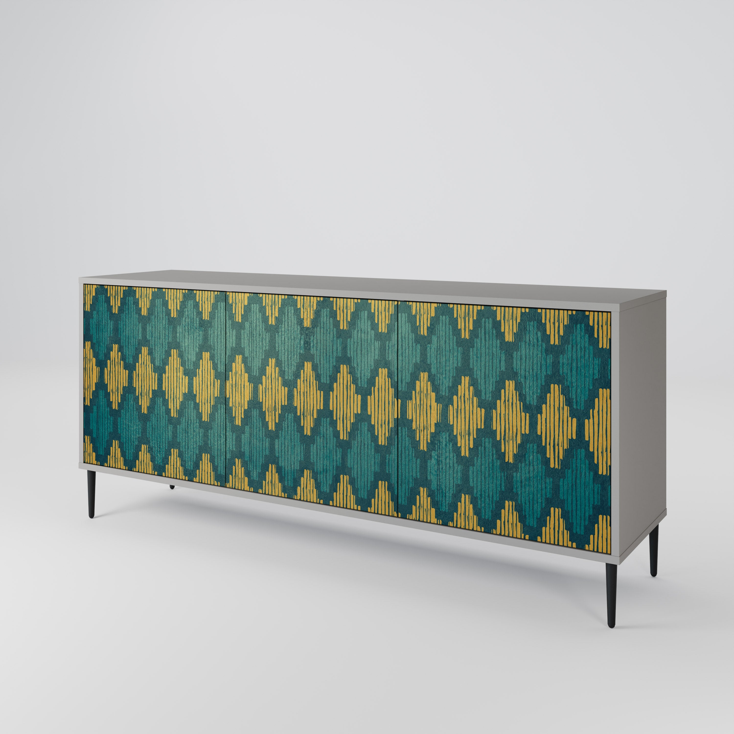 POLYGONS 3-Door Sideboard in Grey Finish