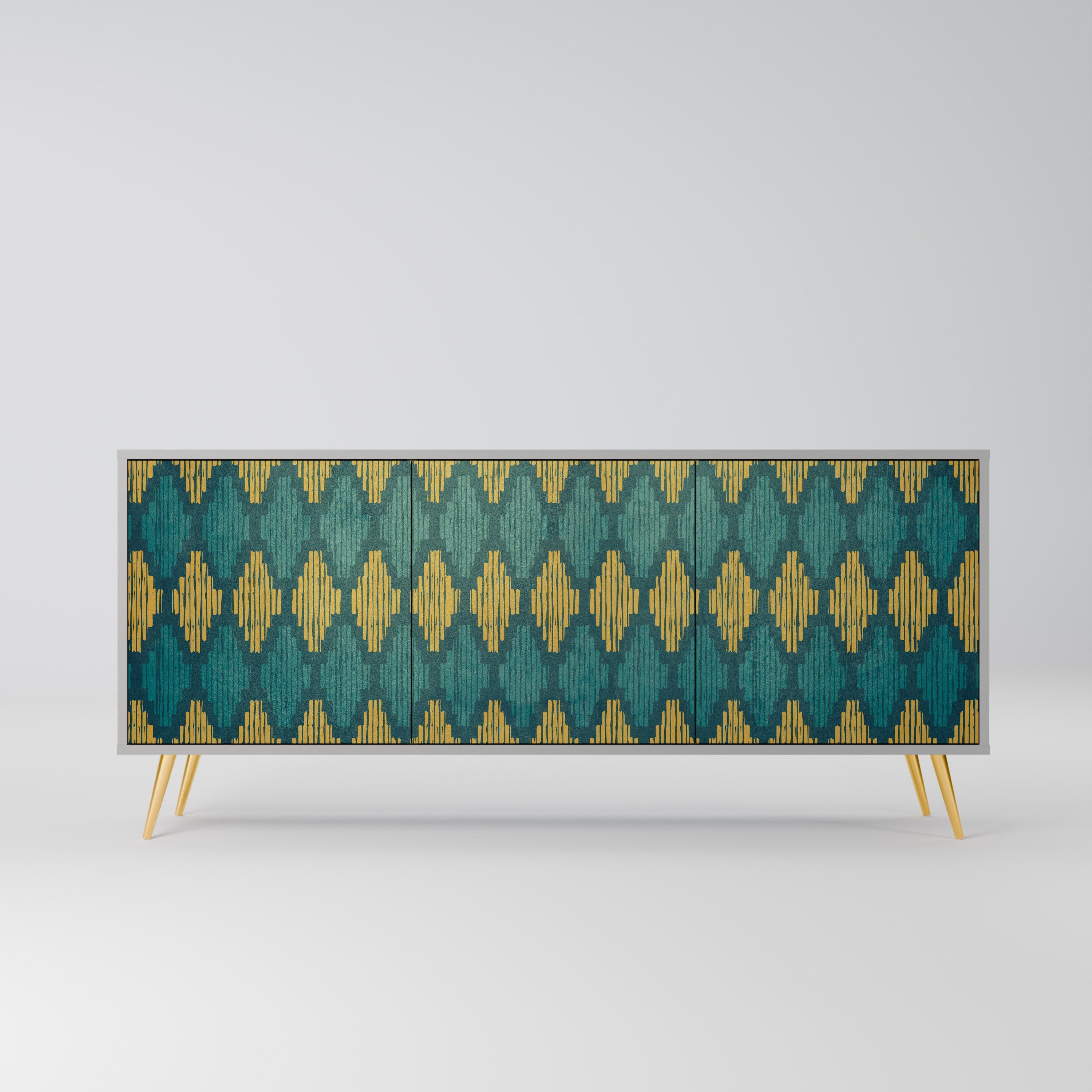 POLYGONS 3-Door Sideboard in Grey Finish