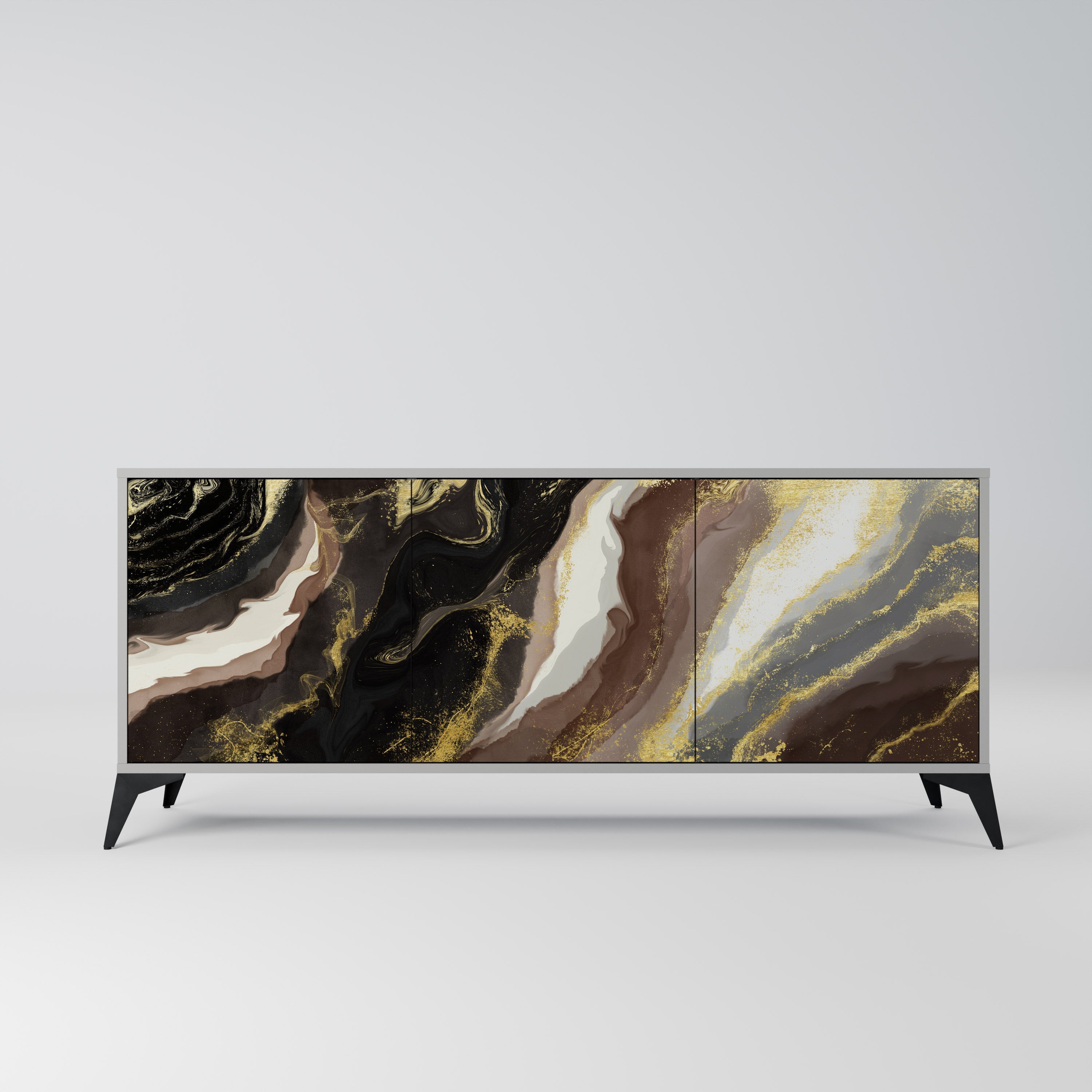 GOLD DUST 3-Door Sideboard in Grey Finish