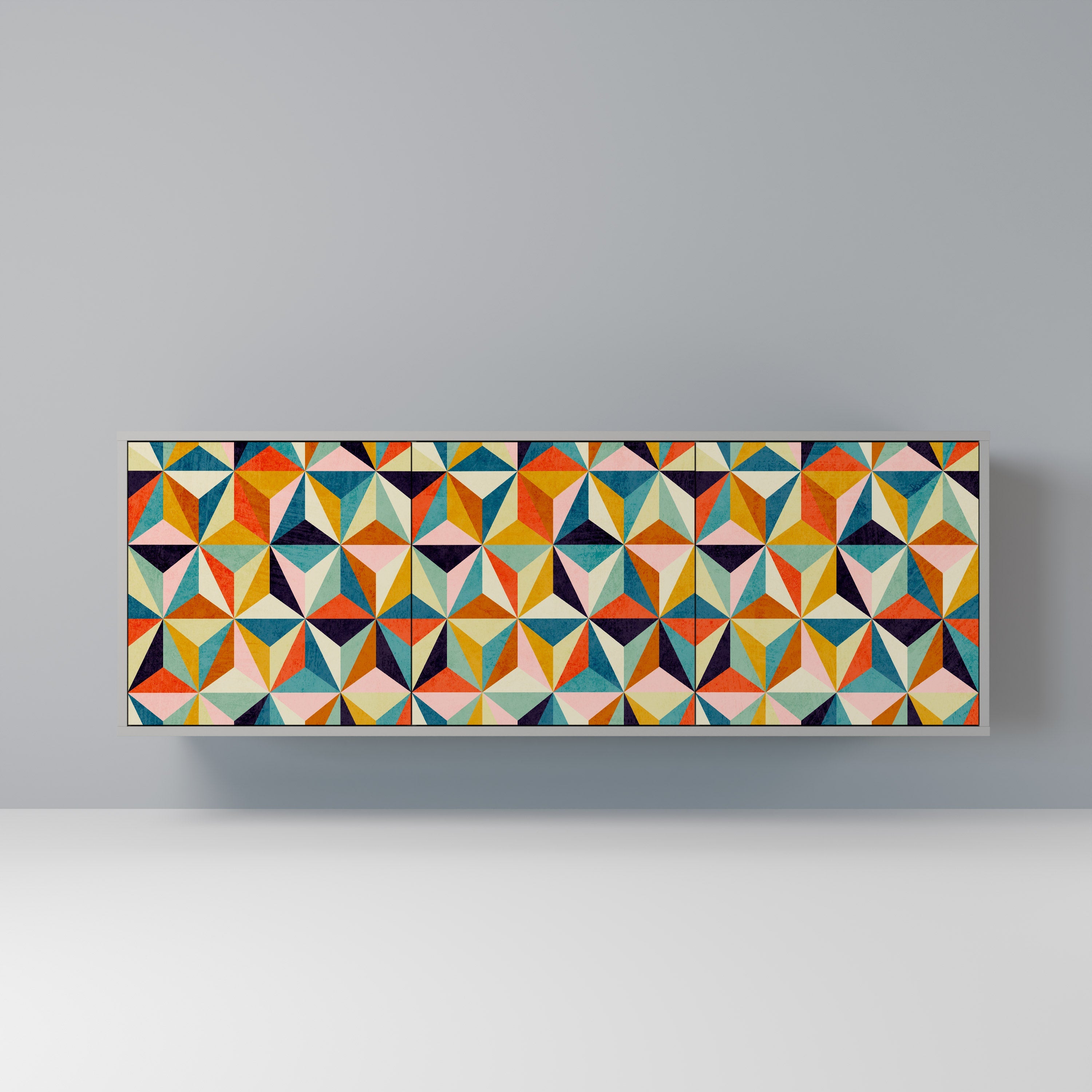 TESSELATE TREASURES 3-Door Sideboard in Grey Finish