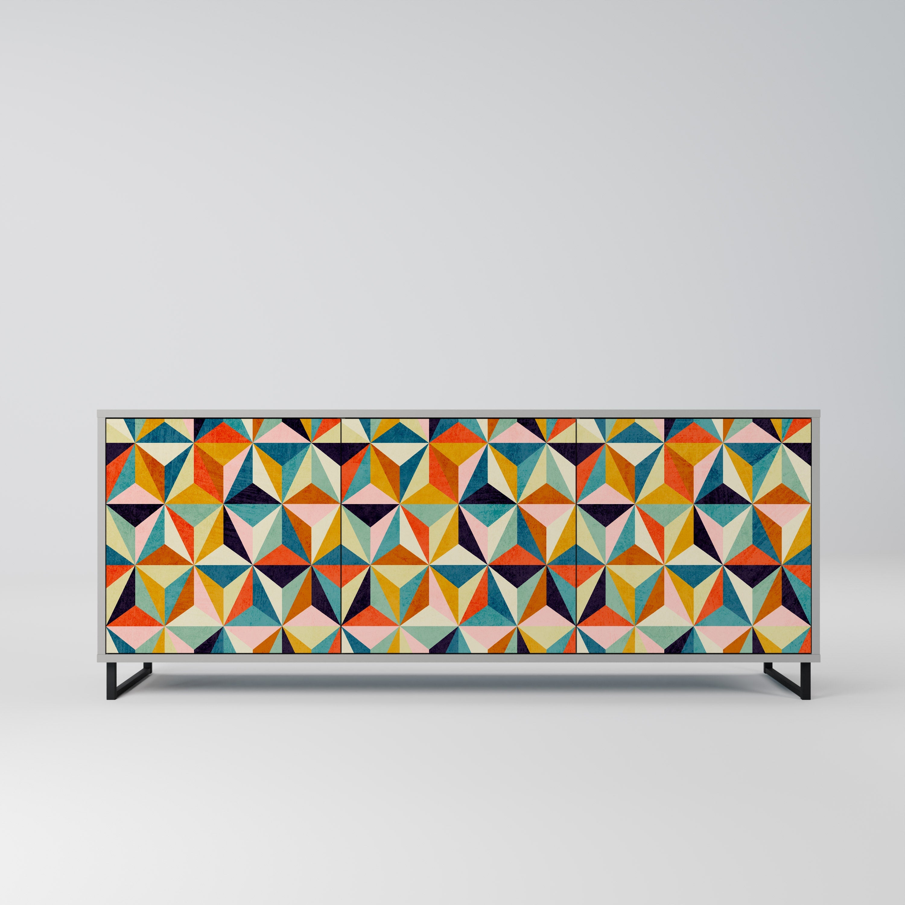 TESSELATE TREASURES 3-Door Sideboard in Grey Finish