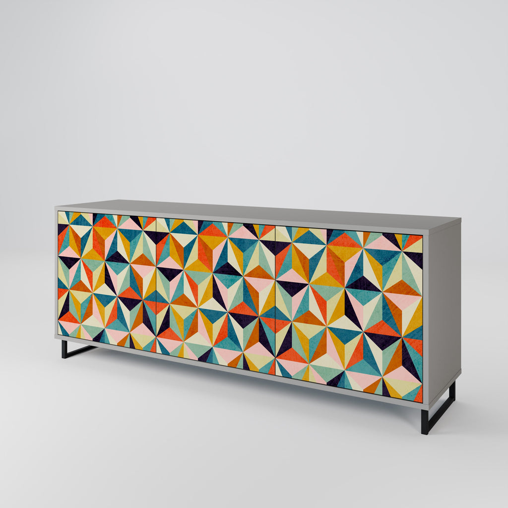 TESSELATE TREASURES 3-Door Sideboard in Grey Finish