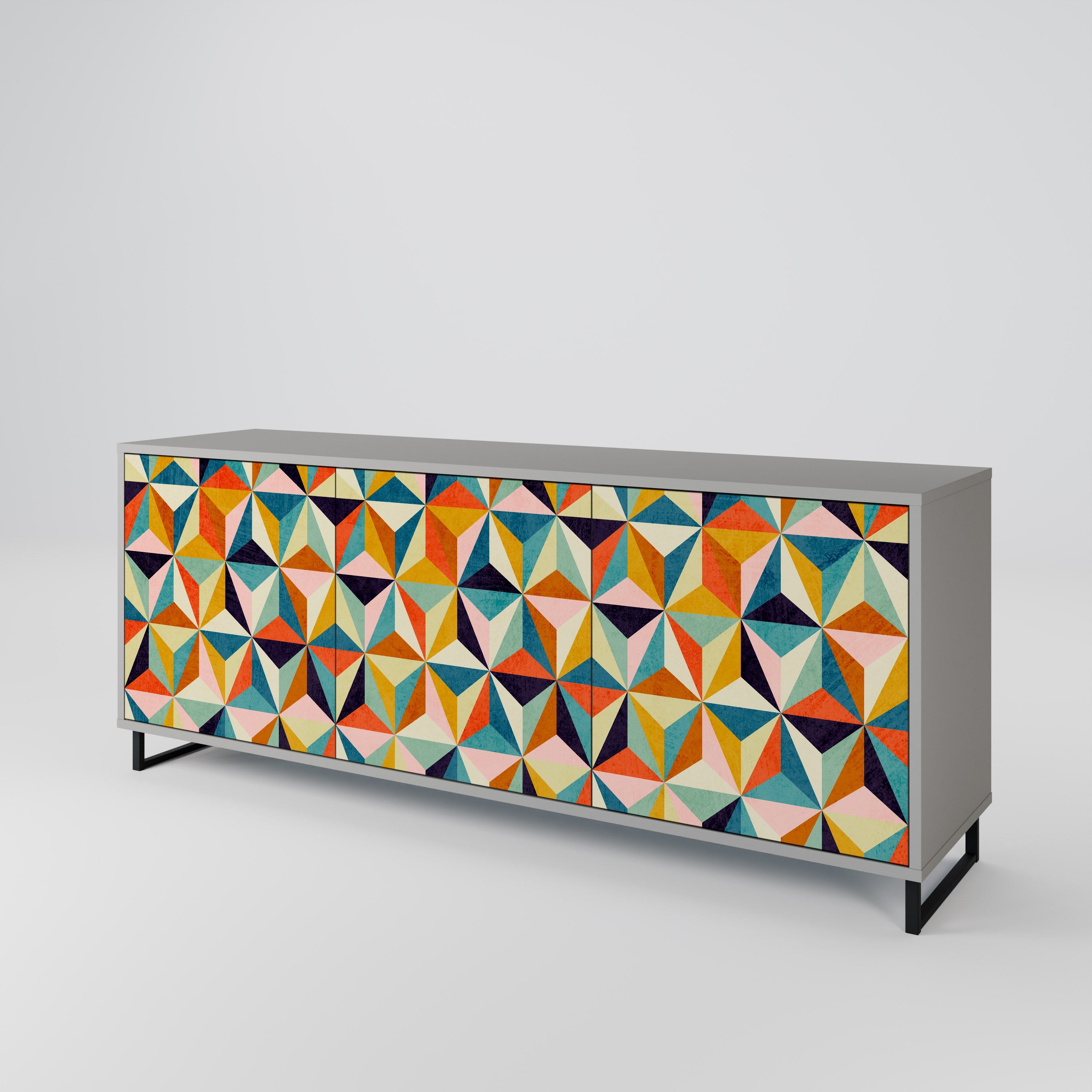 TESSELATE TREASURES 3-Door Sideboard in Grey Finish