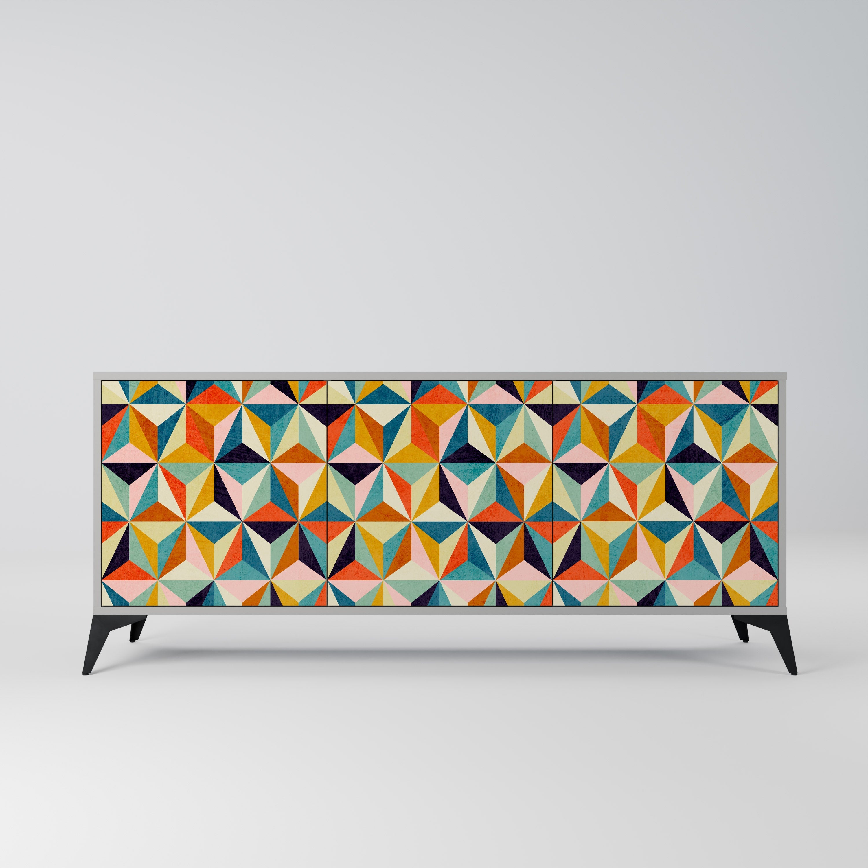 TESSELATE TREASURES 3-Door Sideboard in Grey Finish